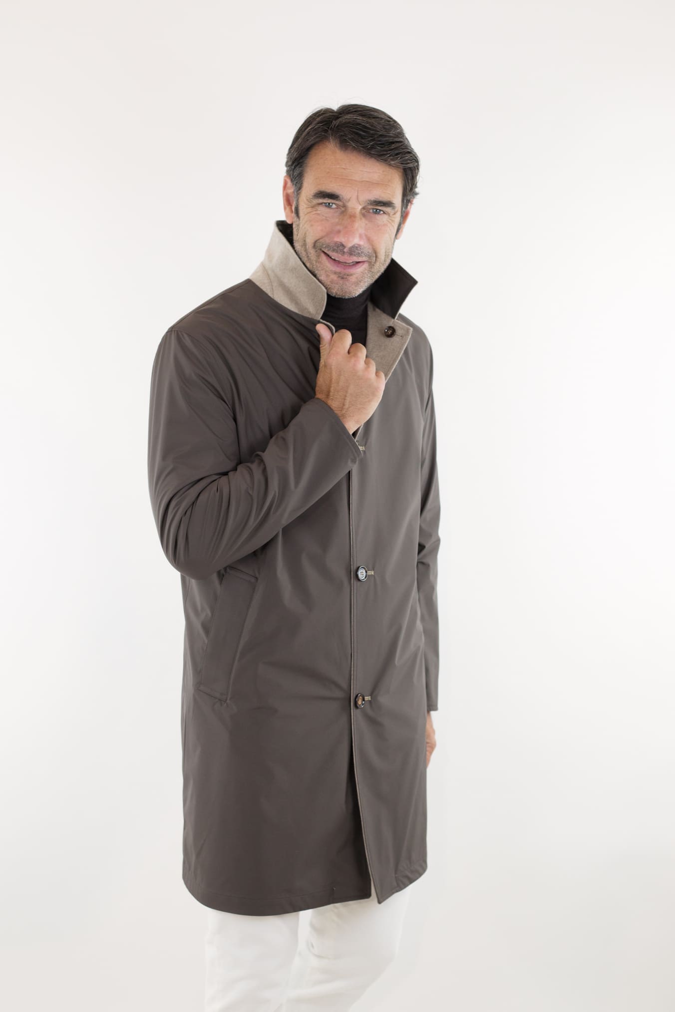 KIRED Cappotto Reversibile Cashmere Nylon Beige/Testa di Moro