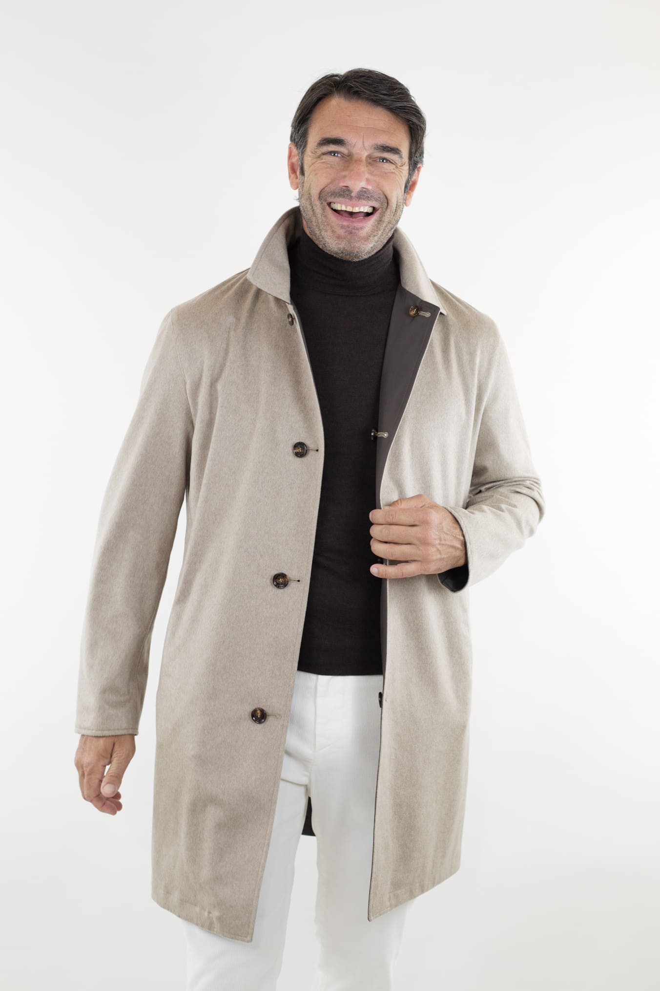 KIRED Cappotto Reversibile Cashmere Nylon Beige/Testa di Moro