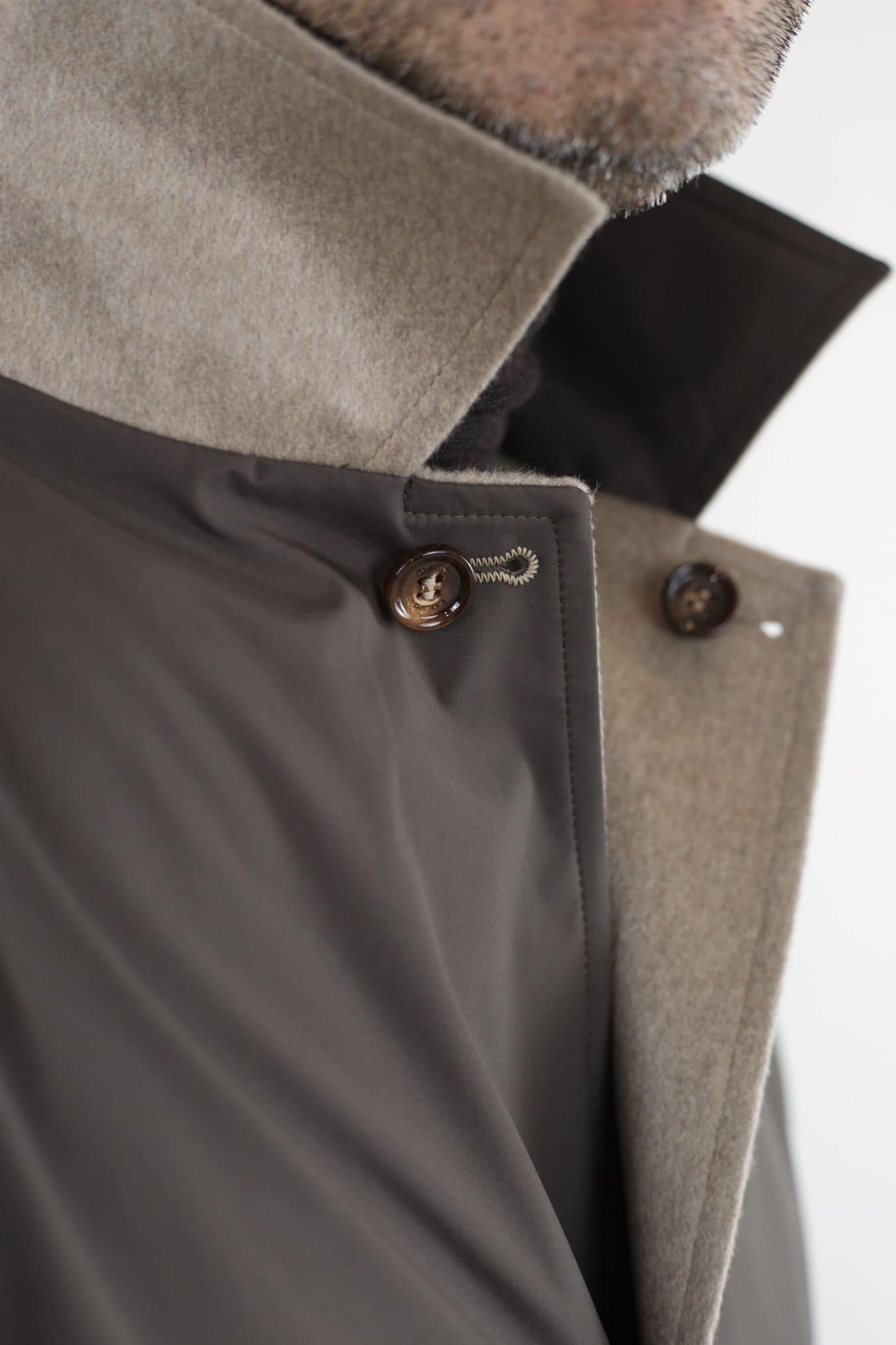 KIRED Cappotto Reversibile Cashmere Nylon Beige/Testa di Moro