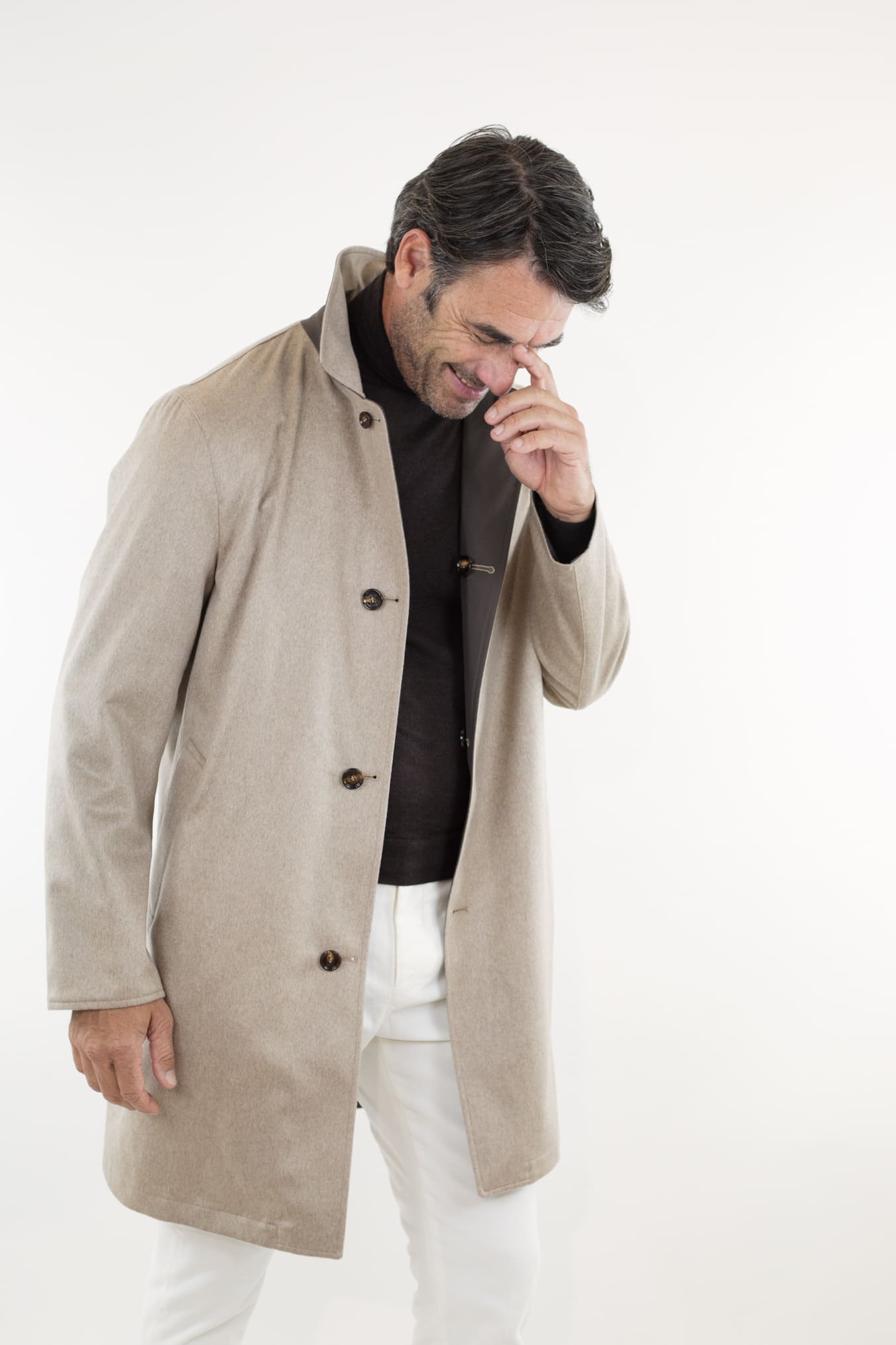 KIRED Cappotto Reversibile Cashmere Nylon Beige/Testa di Moro