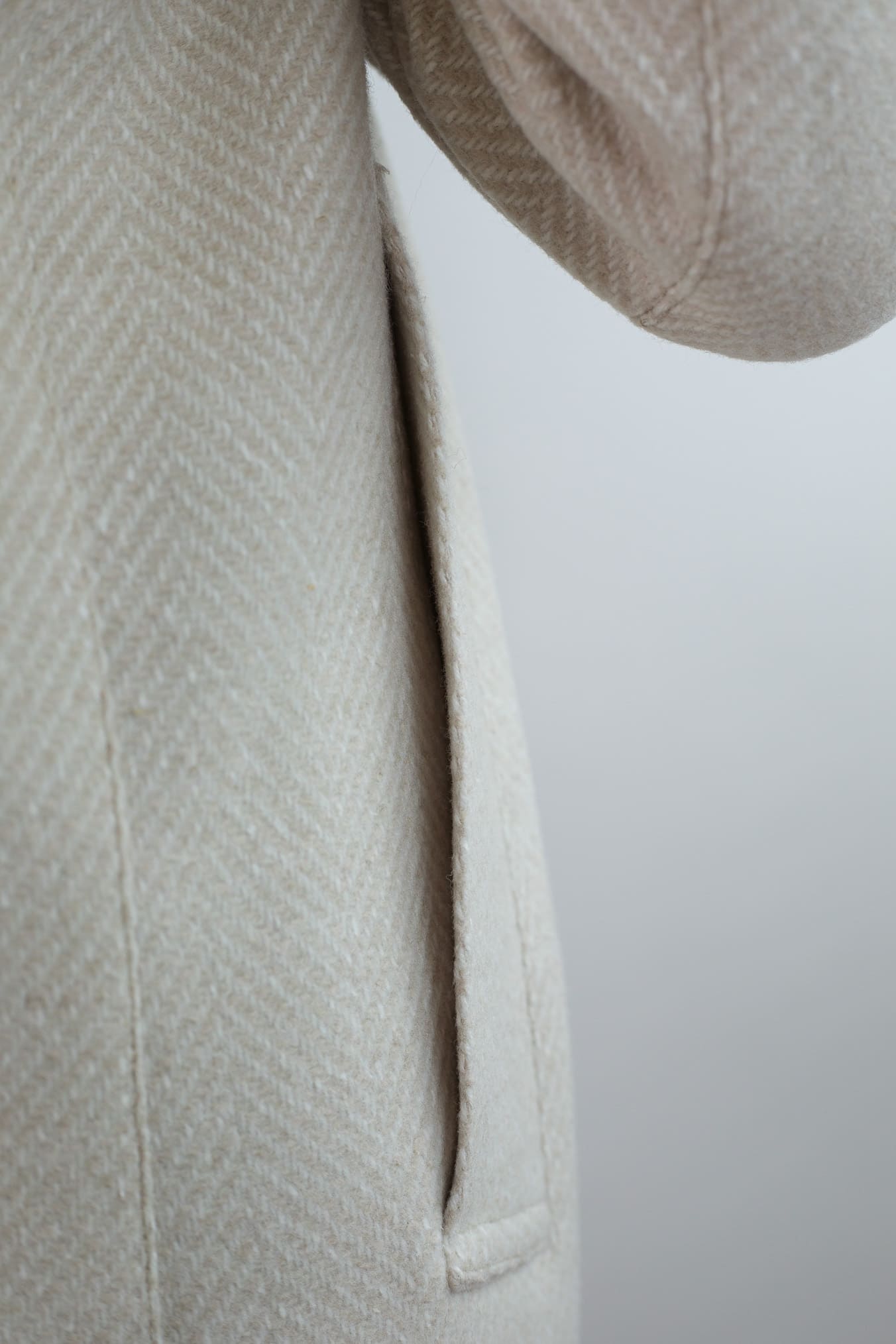 KIRED Cappotto Reversibile Spigato Impermeabile Beige Chiaro