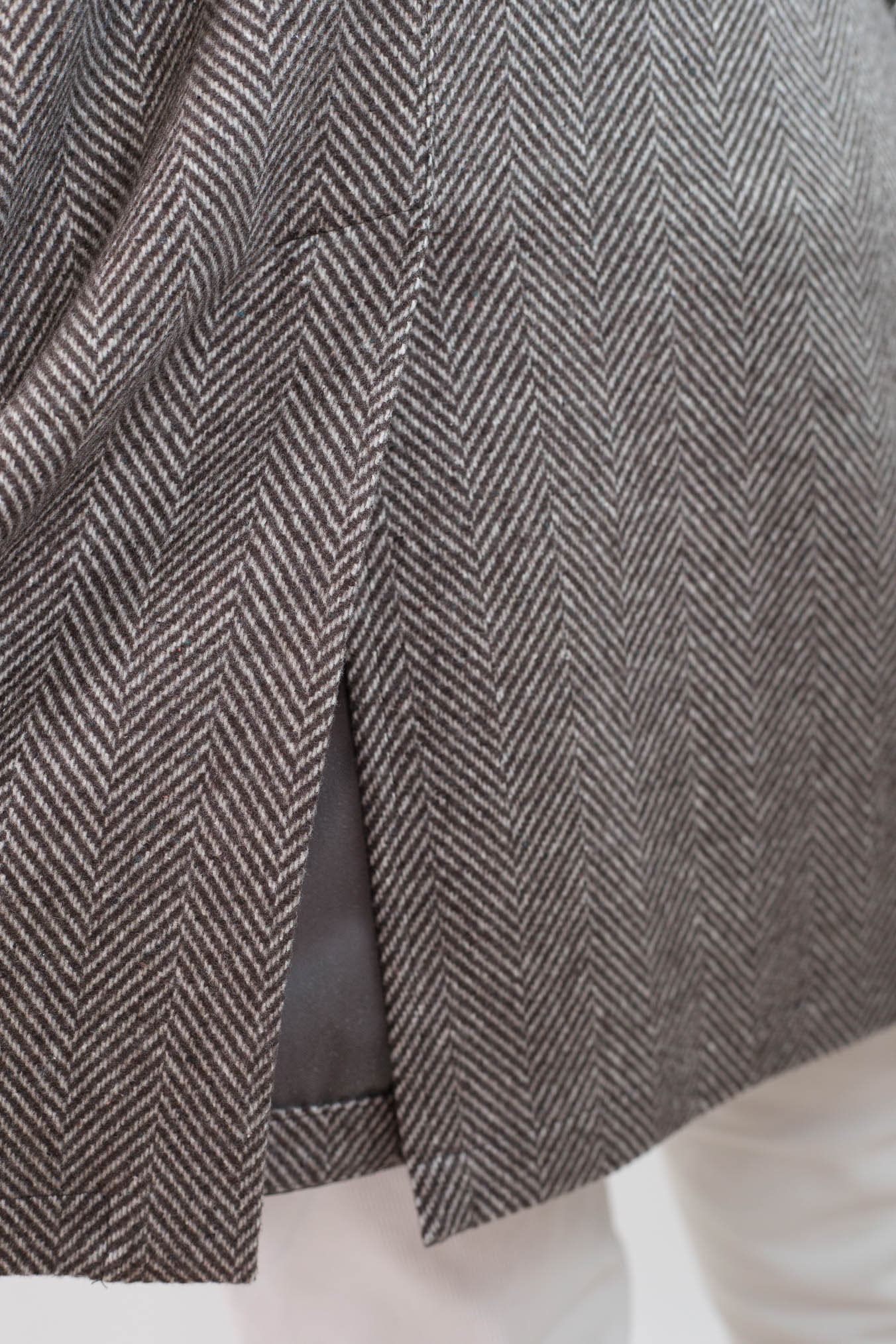 KIRED Cappotto Reversibile Spigato Impermeabile Marrone