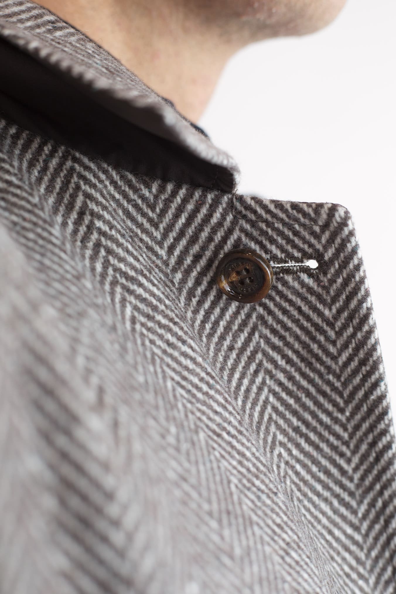 KIRED Cappotto Reversibile Spigato Impermeabile Marrone