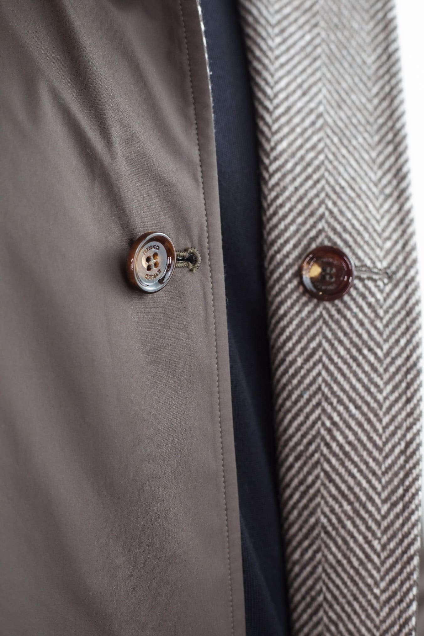 KIRED Cappotto Reversibile Spigato Impermeabile Marrone