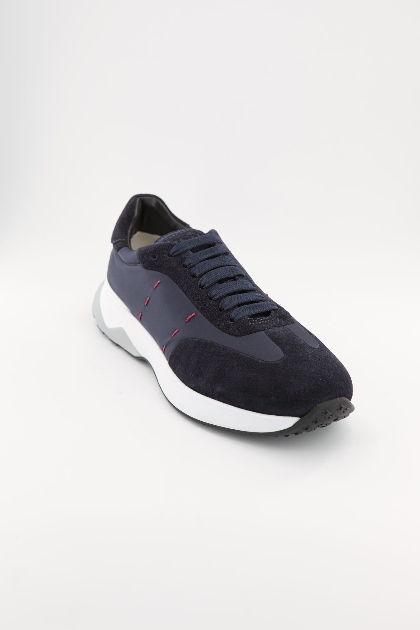 KITON Sneakers Bimaterica Nylon Suede Blu