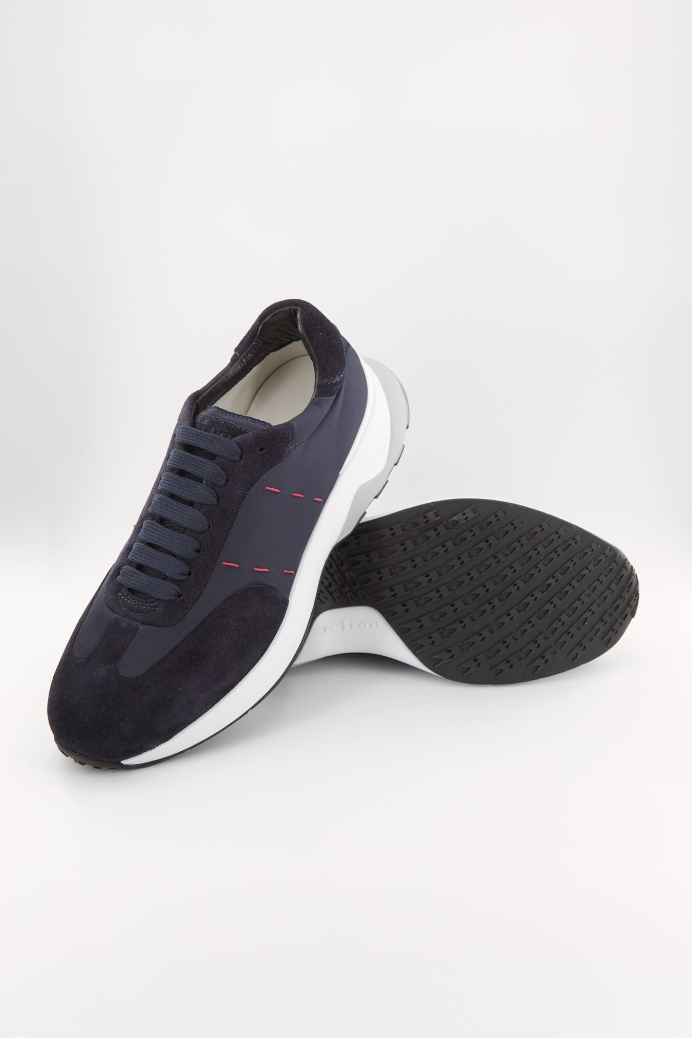 KITON Sneakers Bimaterica Nylon Suede Blu