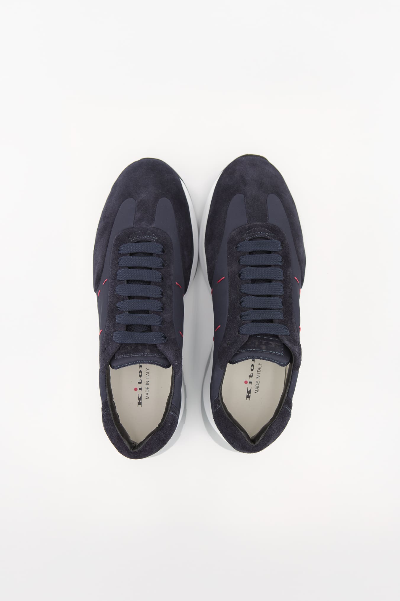 KITON Sneakers Bimaterica Nylon Suede Blu