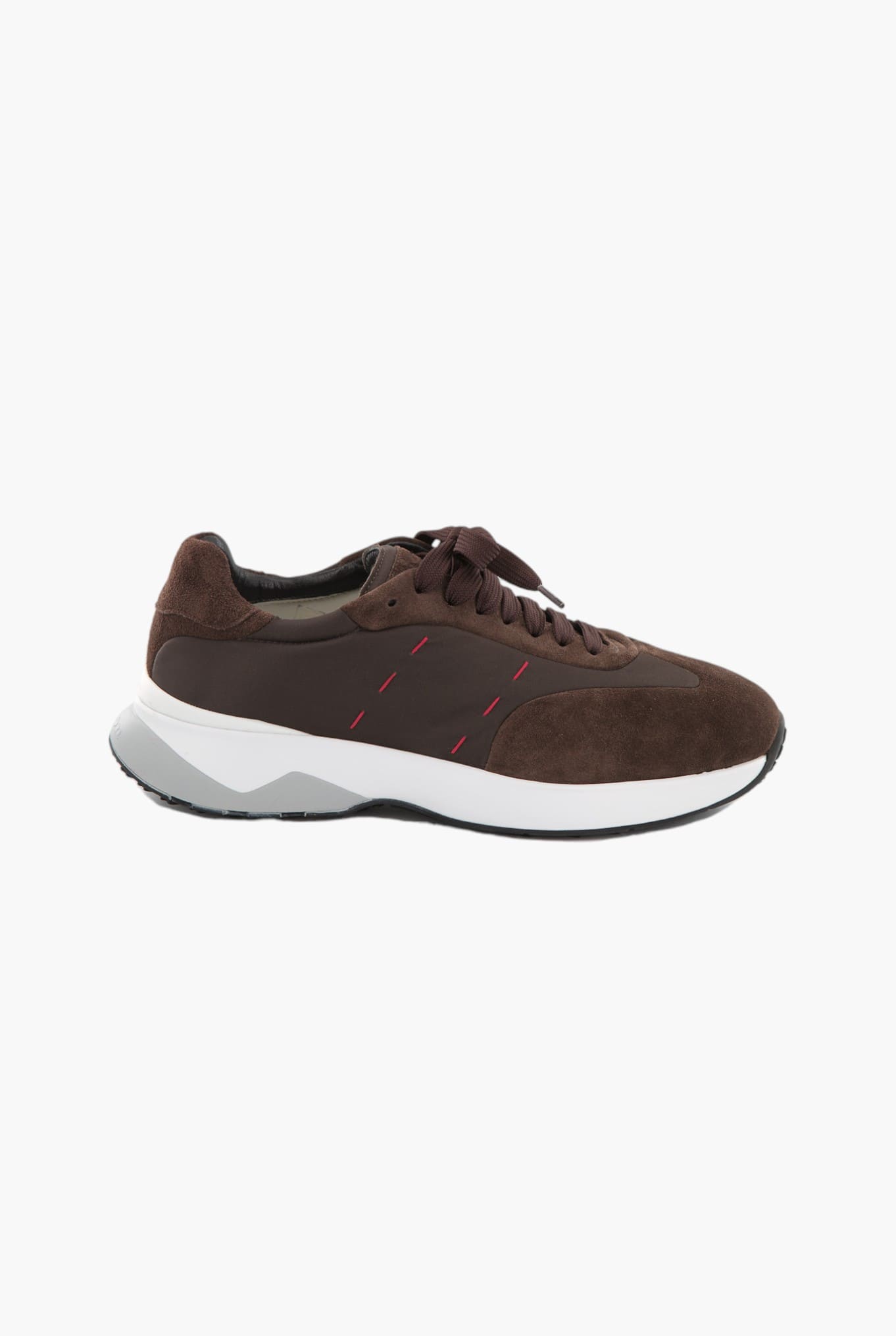 KITON Sneakers Bimaterica Nylon Suede Marrone