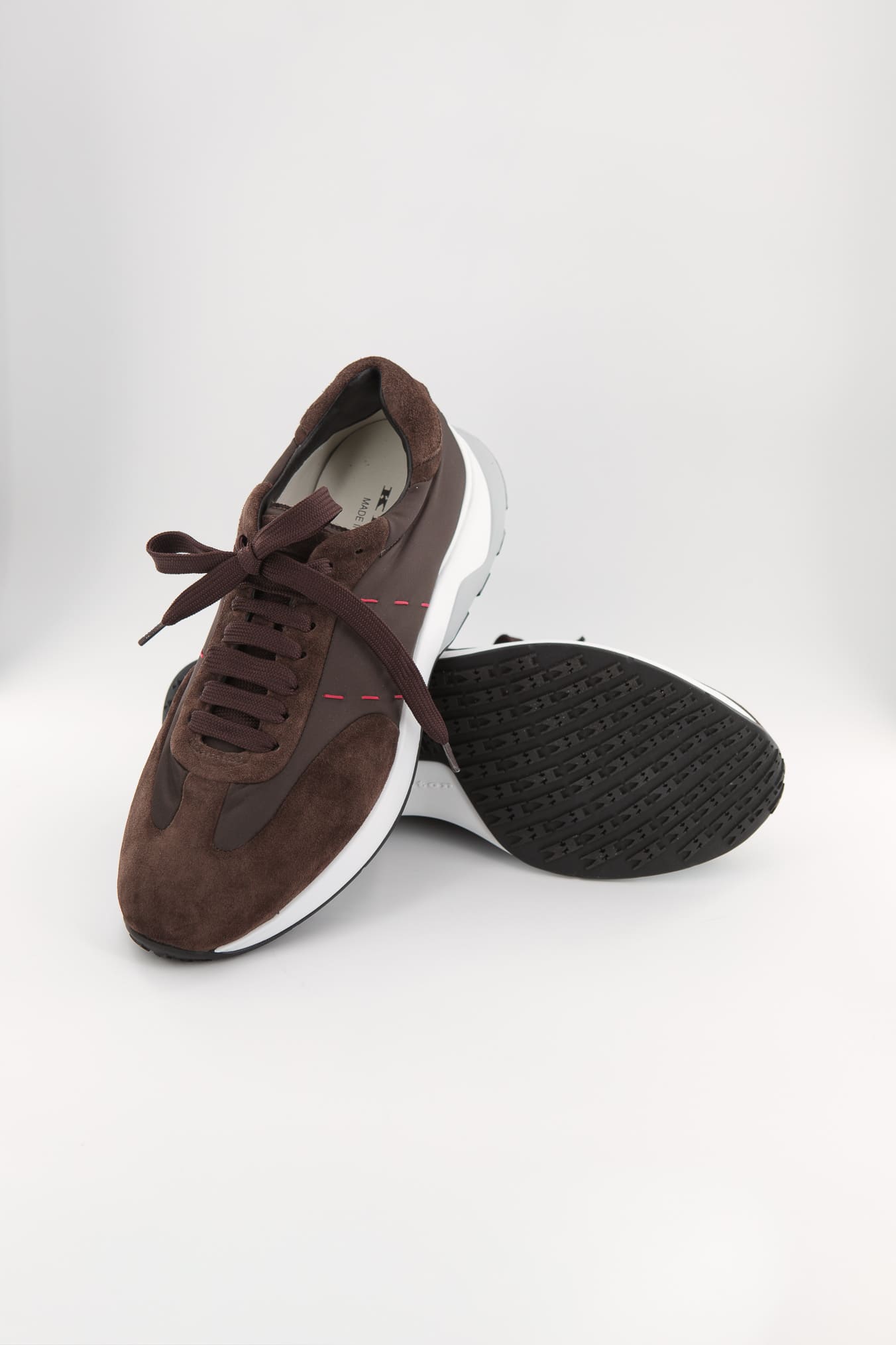 KITON Sneakers Bimaterica Nylon Suede Marrone