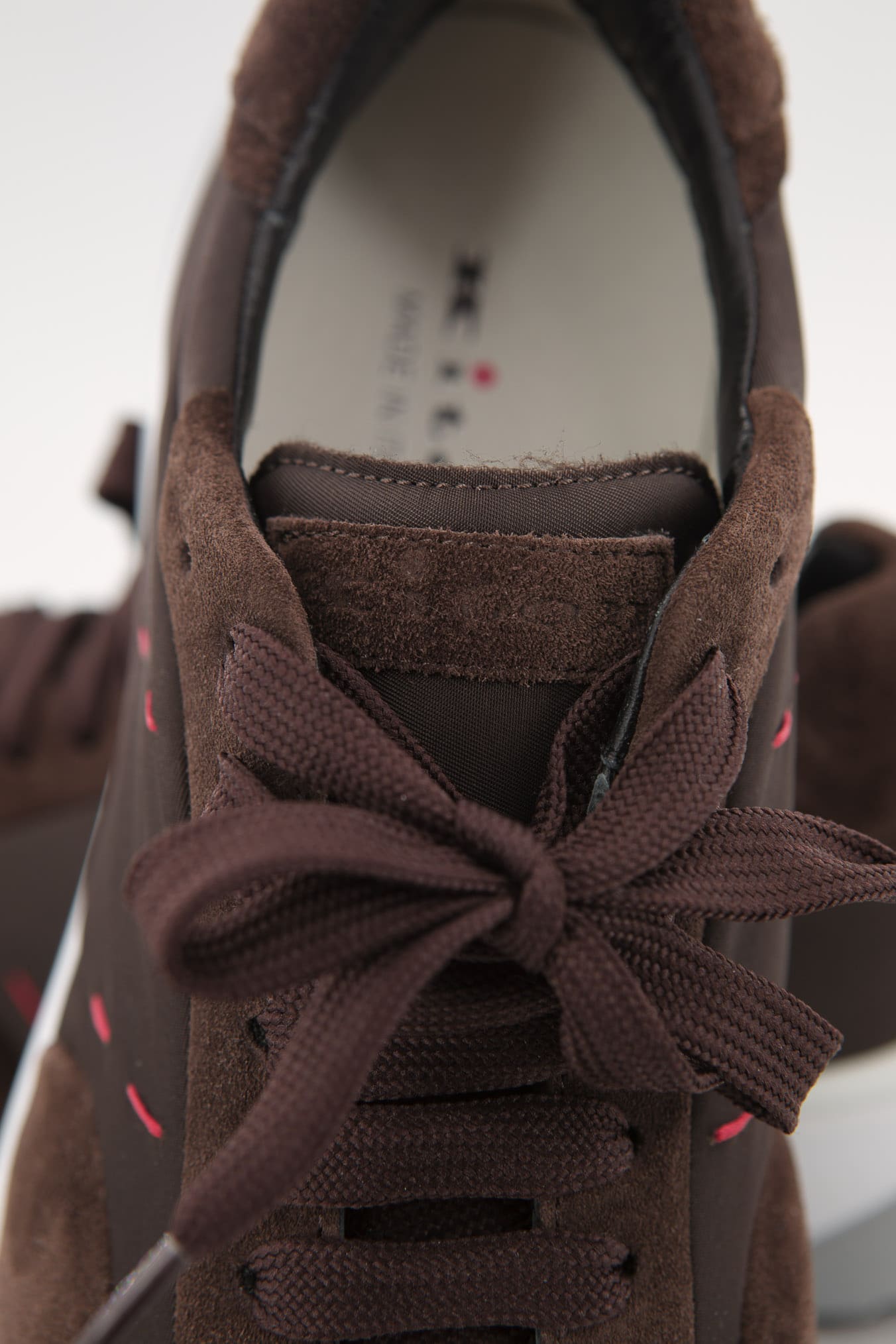 KITON Sneakers Bimaterica Nylon Suede Marrone