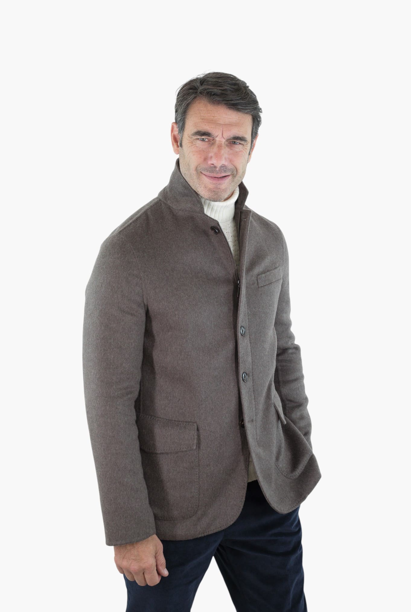 LUCIANO BARBERA Giacca Sportiva Outerwear Lana Cashmere Double Tortora