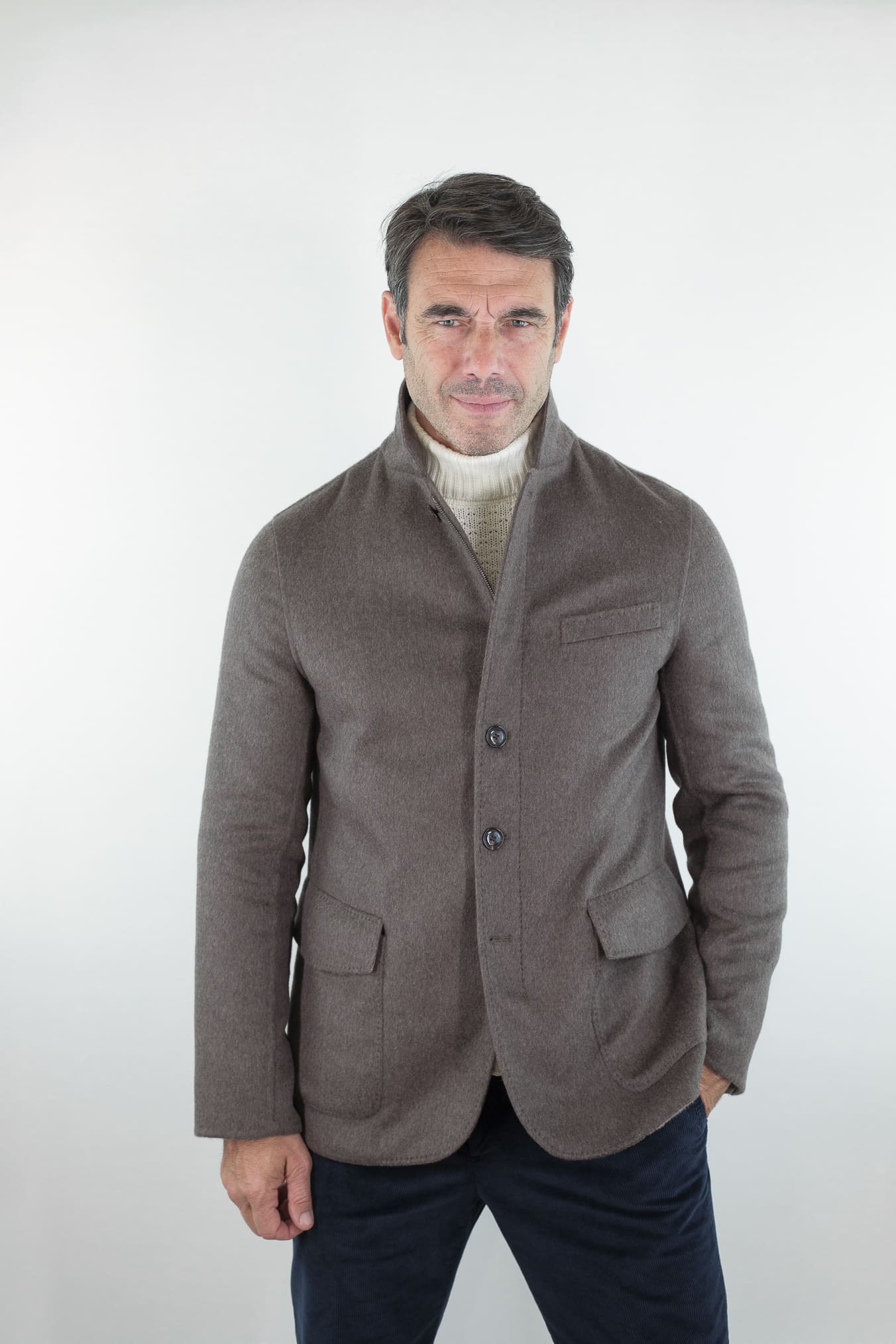 LUCIANO BARBERA Giacca Sportiva Outerwear Lana Cashmere Double Tortora