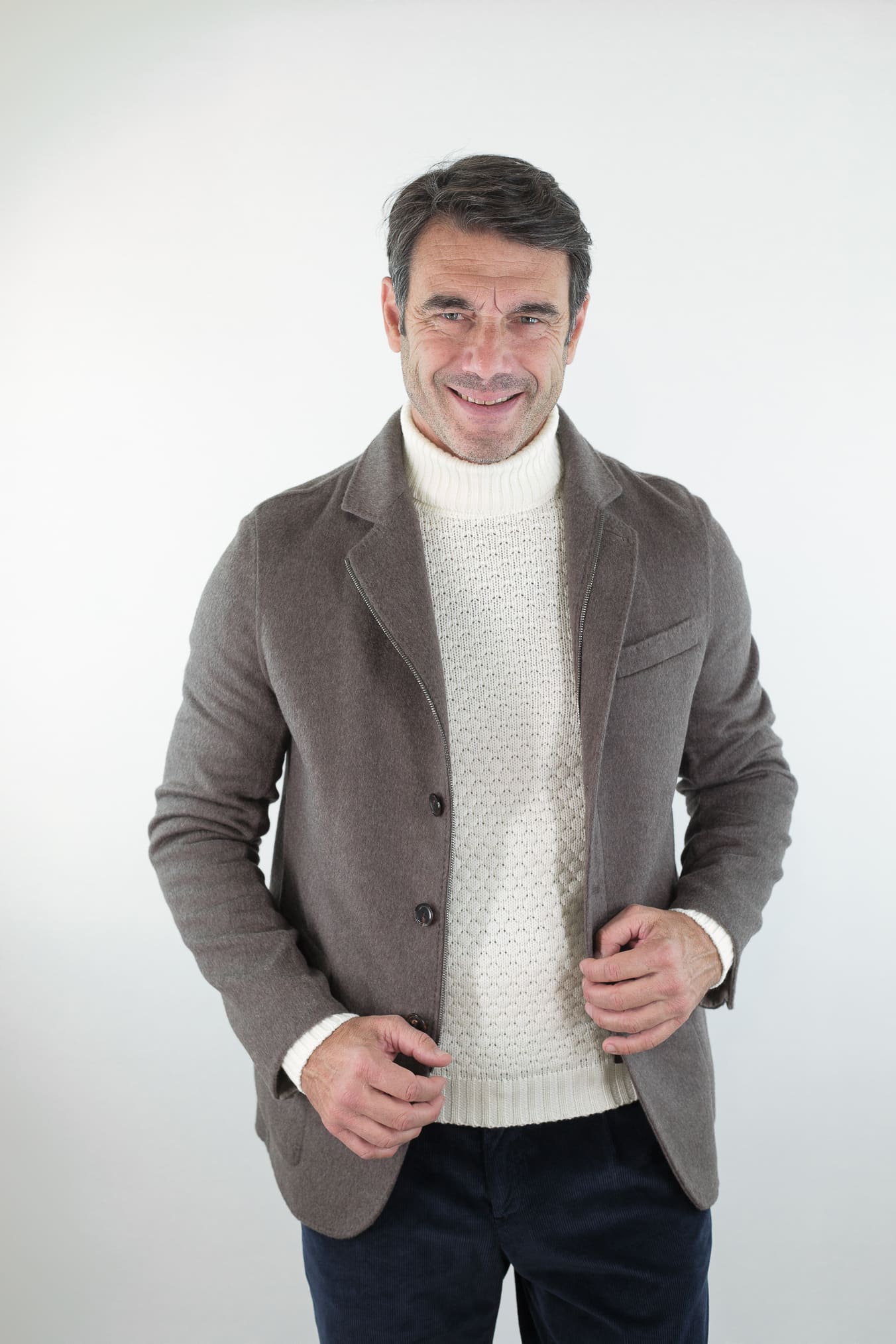 LUCIANO BARBERA Giacca Sportiva Outerwear Lana Cashmere Double Tortora