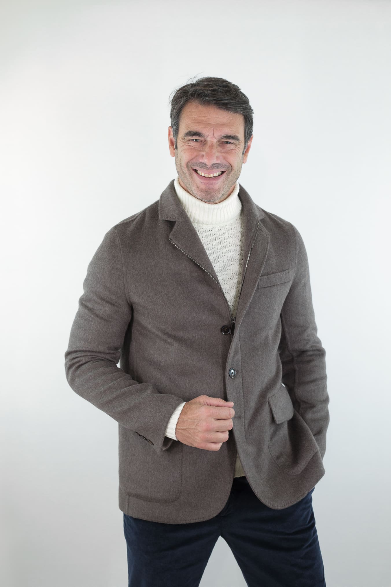 LUCIANO BARBERA Giacca Sportiva Outerwear Lana Cashmere Double Tortora