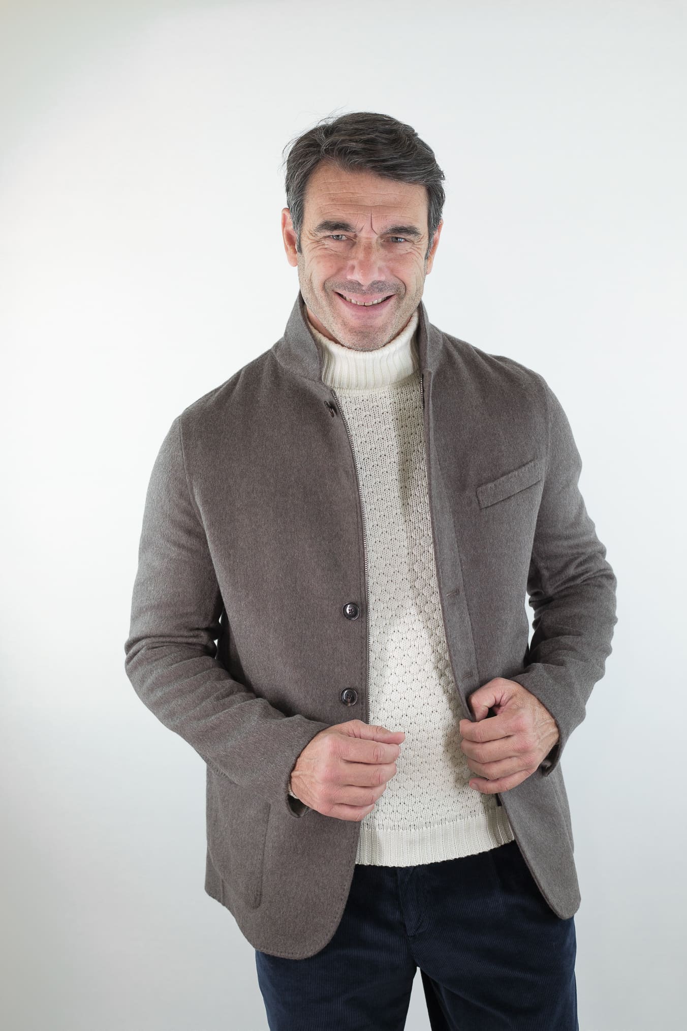 LUCIANO BARBERA Giacca Sportiva Outerwear Lana Cashmere Double Tortora