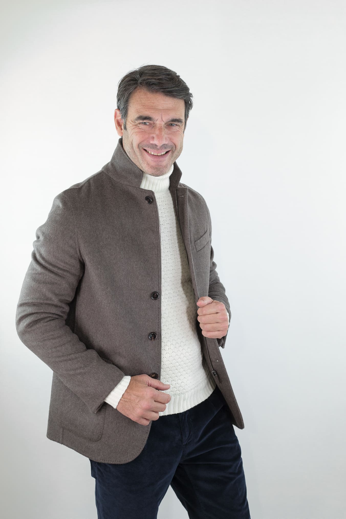 LUCIANO BARBERA Giacca Sportiva Outerwear Lana Cashmere Double Tortora