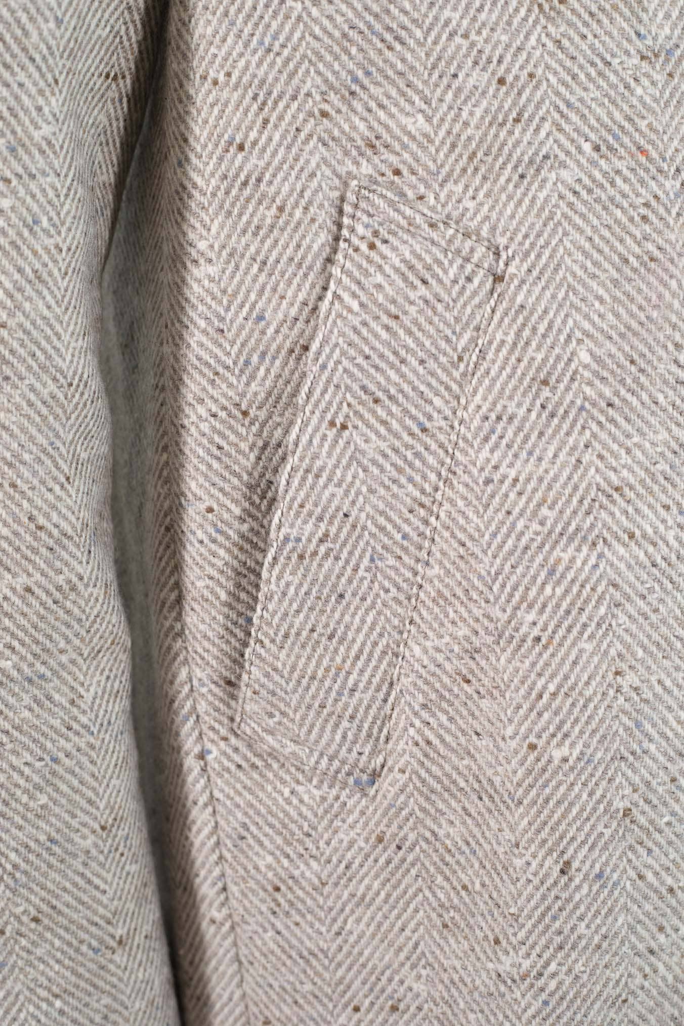 LUCIANO BARBERA Cappotto Chevron Cashmere Beige Panna