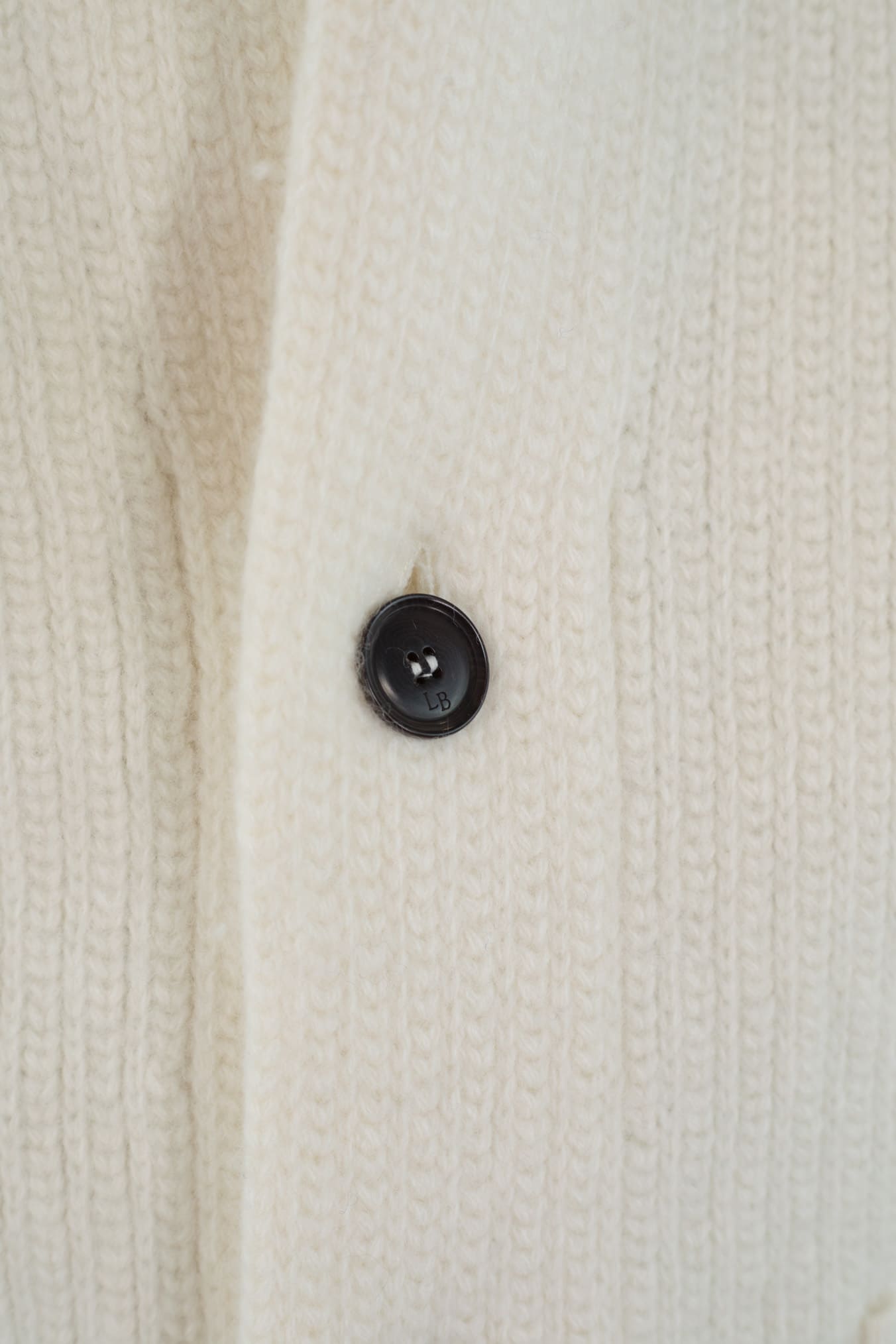 LUCIANO BARBERA Cardigan Lana Cashmere Bianco Panna