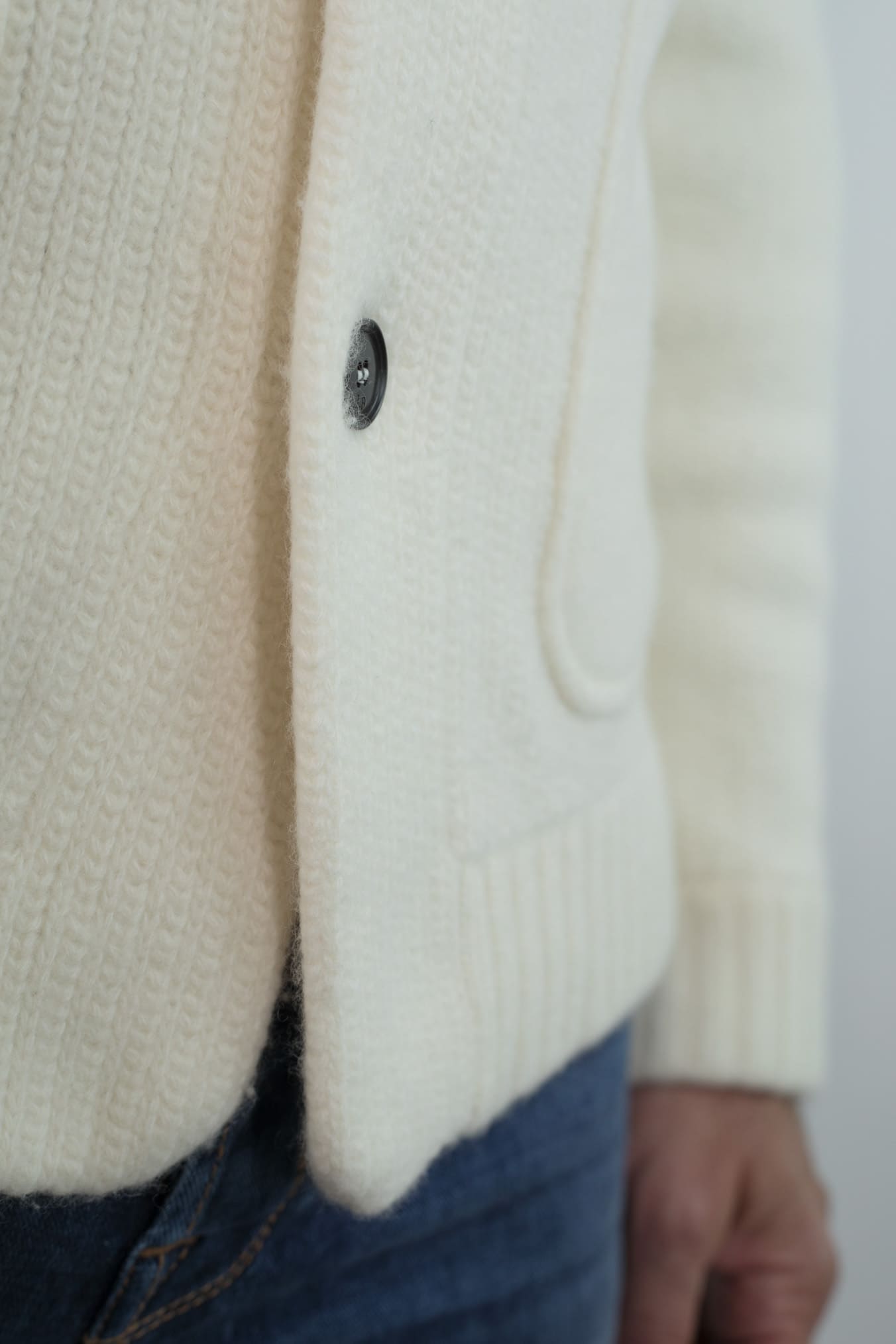LUCIANO BARBERA Cardigan Lana Cashmere Bianco Panna