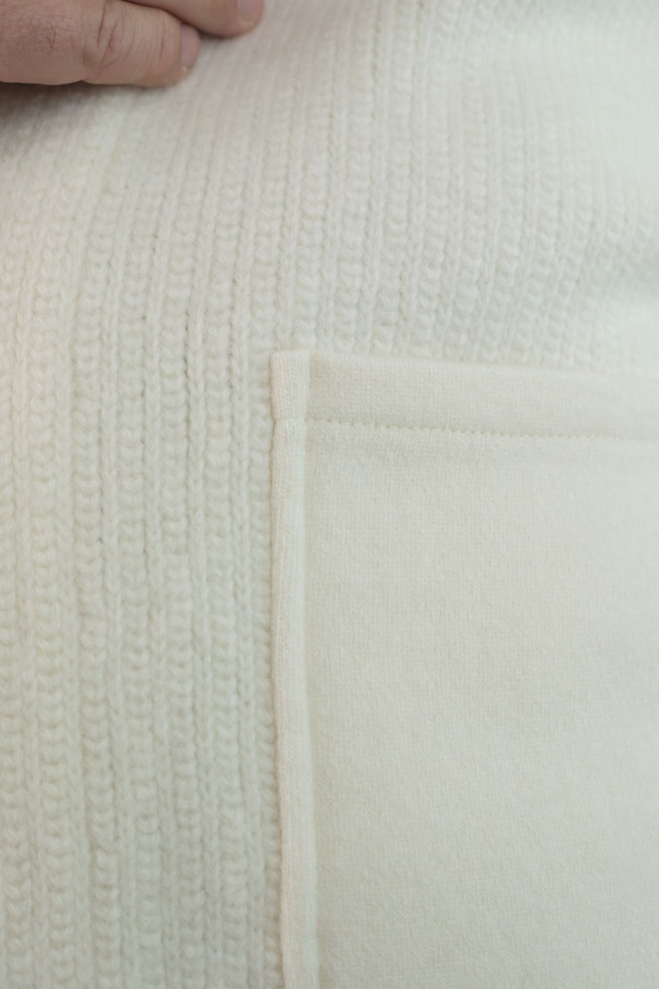 LUCIANO BARBERA Cardigan Lana Cashmere Bianco Panna