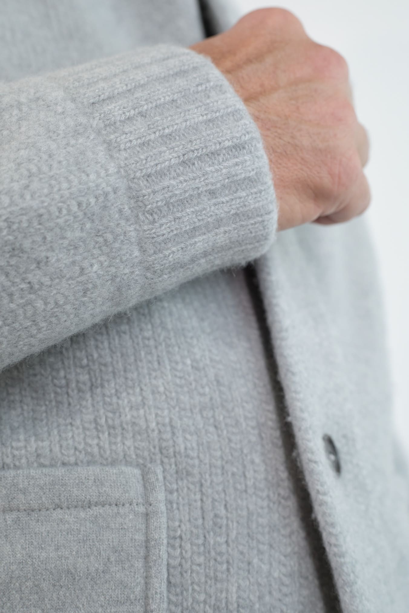 LUCIANO BARBERA Cardigan Lana Cashmere Grigio Chiaro