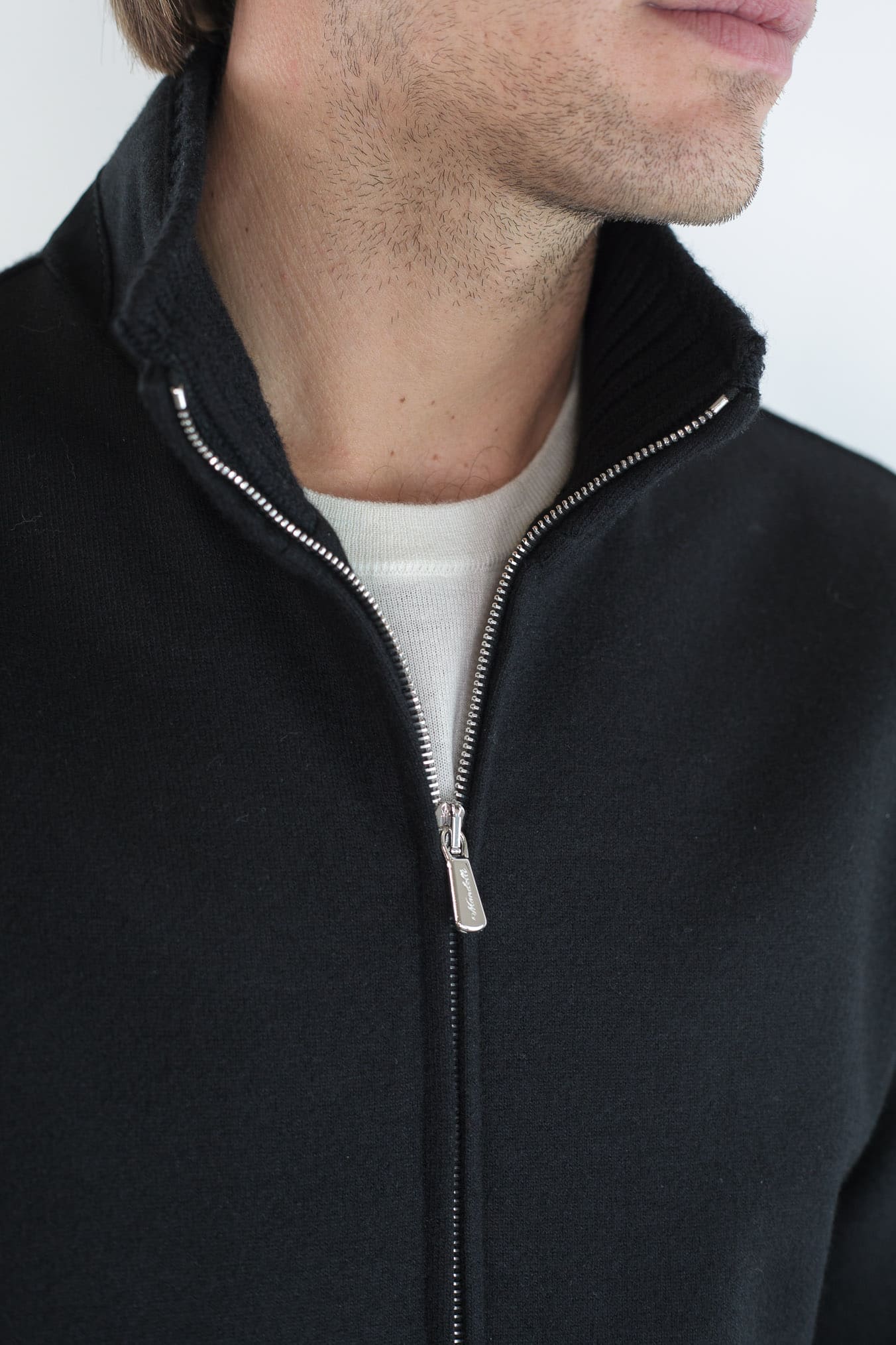 MANDELLI Giubbino Jersey Cashmere Loro Piana Nero