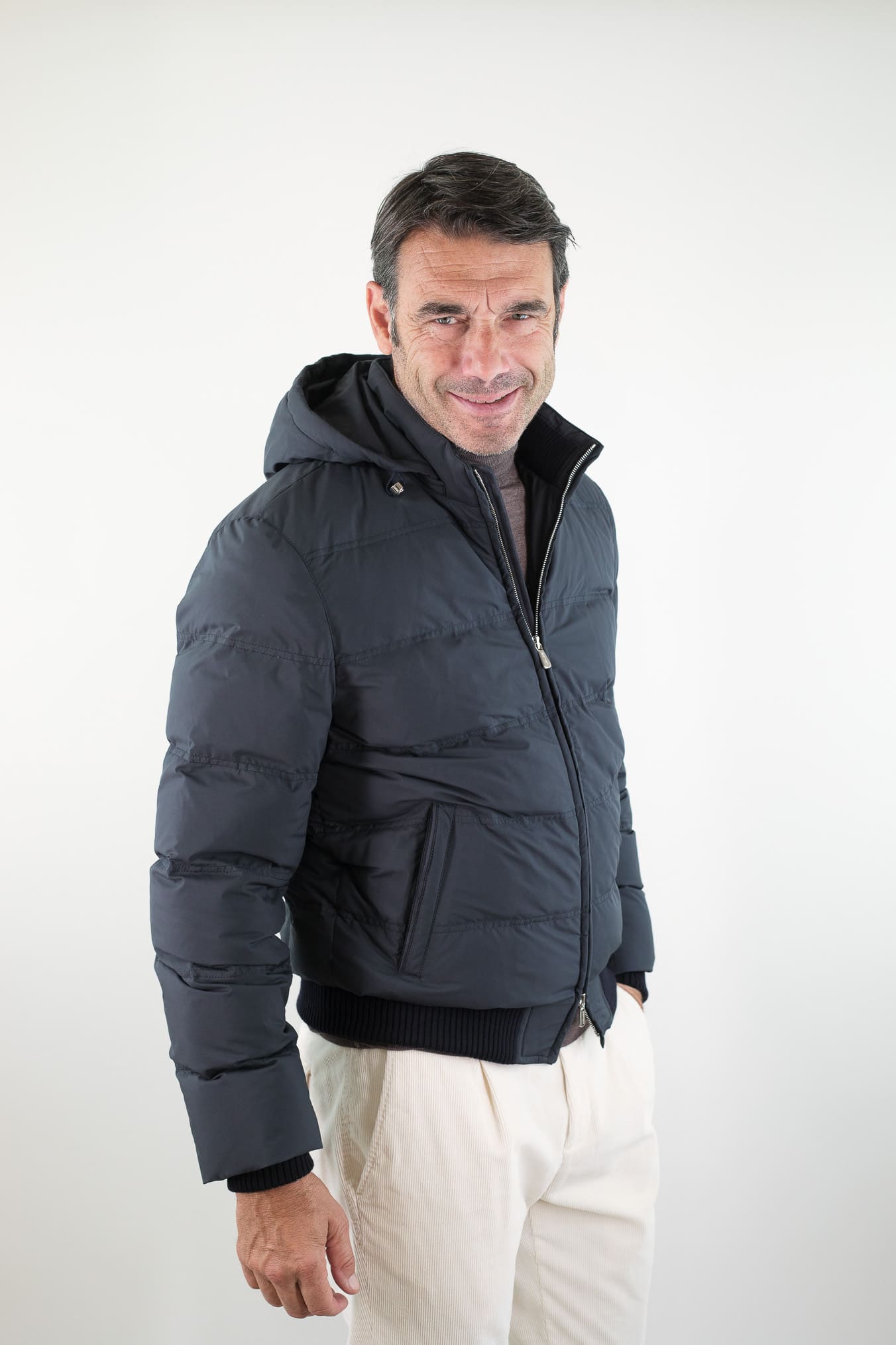 Piumino Corto Superlight Cappuccio Blu