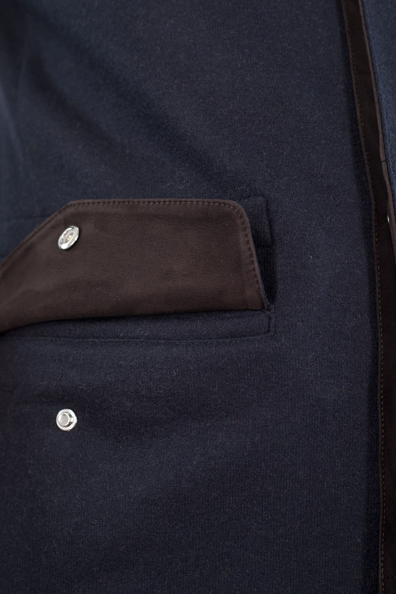 MANDELLI Giaccone Cashmere Blu Collo Visone Removibile