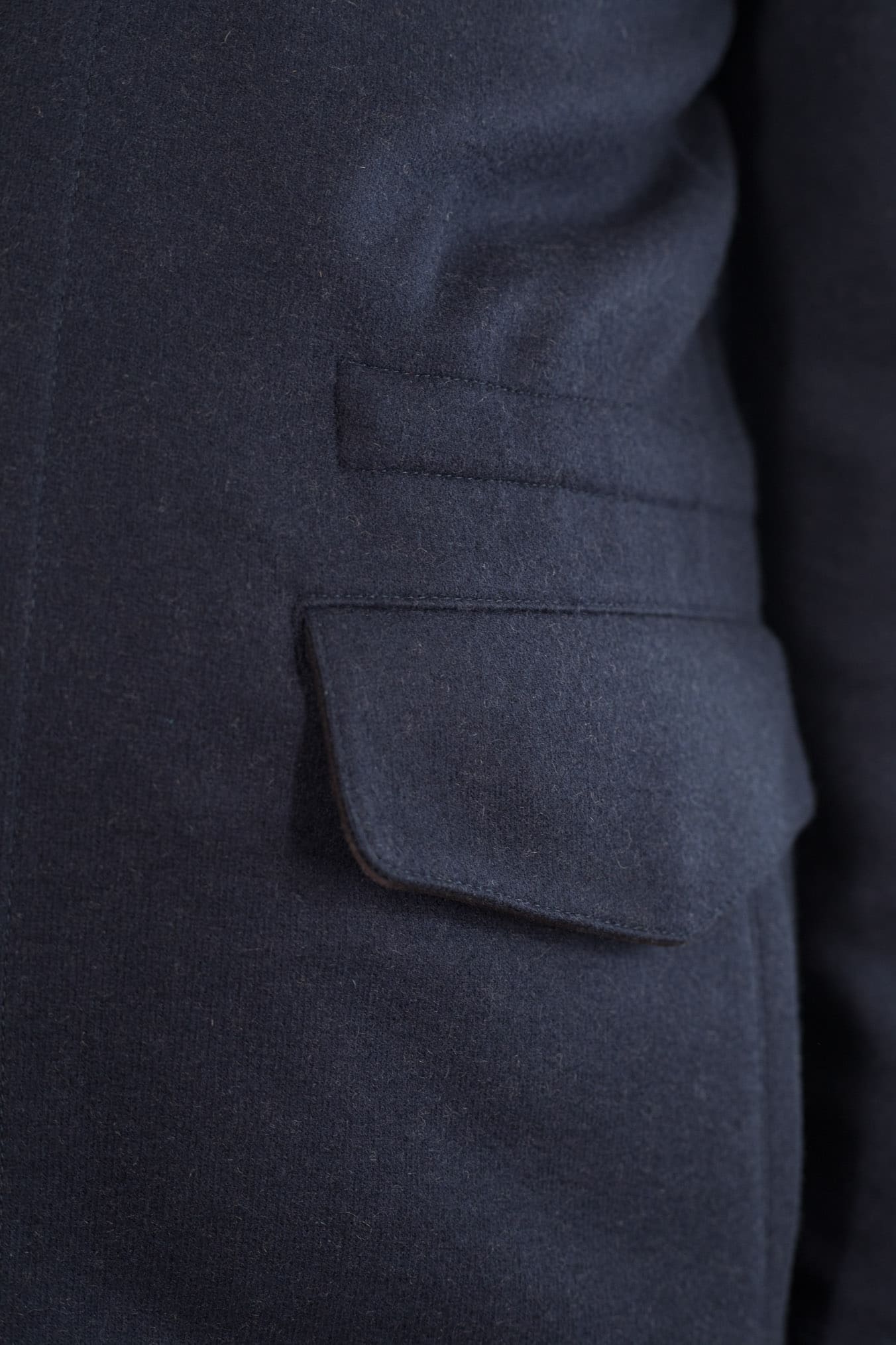 MANDELLI Giaccone Cashmere Blu Collo Visone Removibile