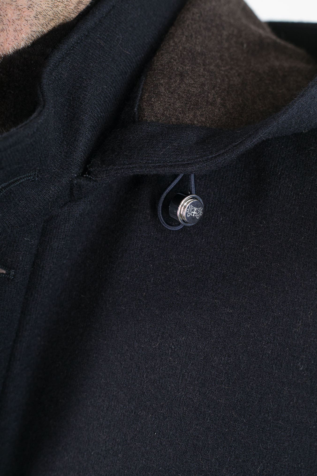 MANDELLI Cappotto Jersey Cashmere Visone Cappuccio Blu