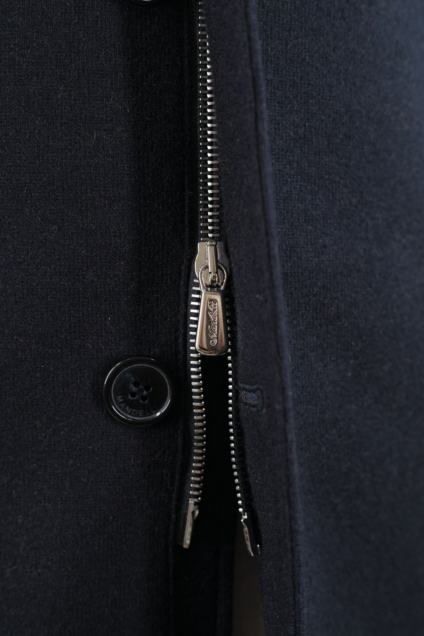 MANDELLI Cappotto Jersey Cashmere Visone Cappuccio Blu