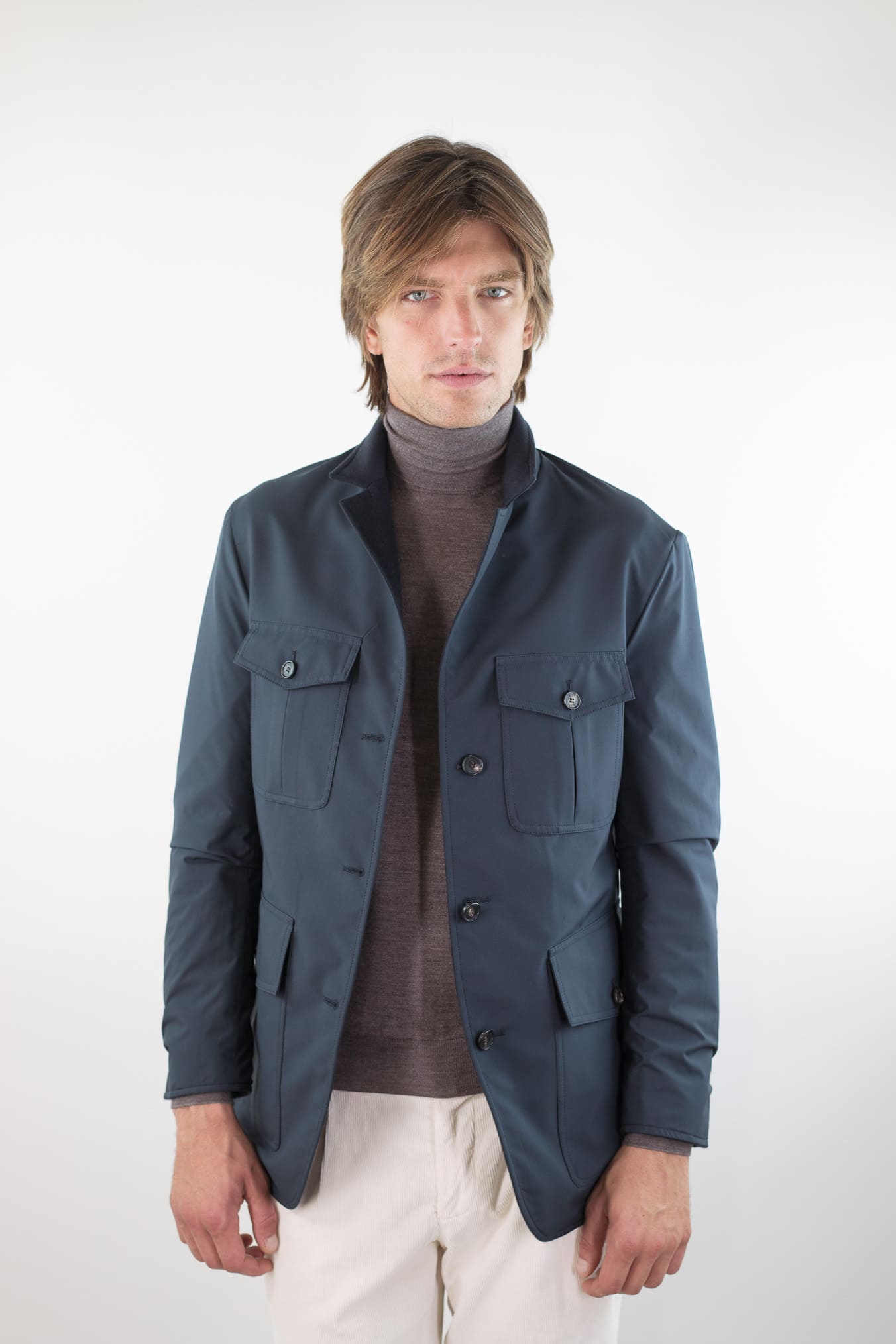 MANTO Blazer Cashmere Reversibile Field Jacket Blu