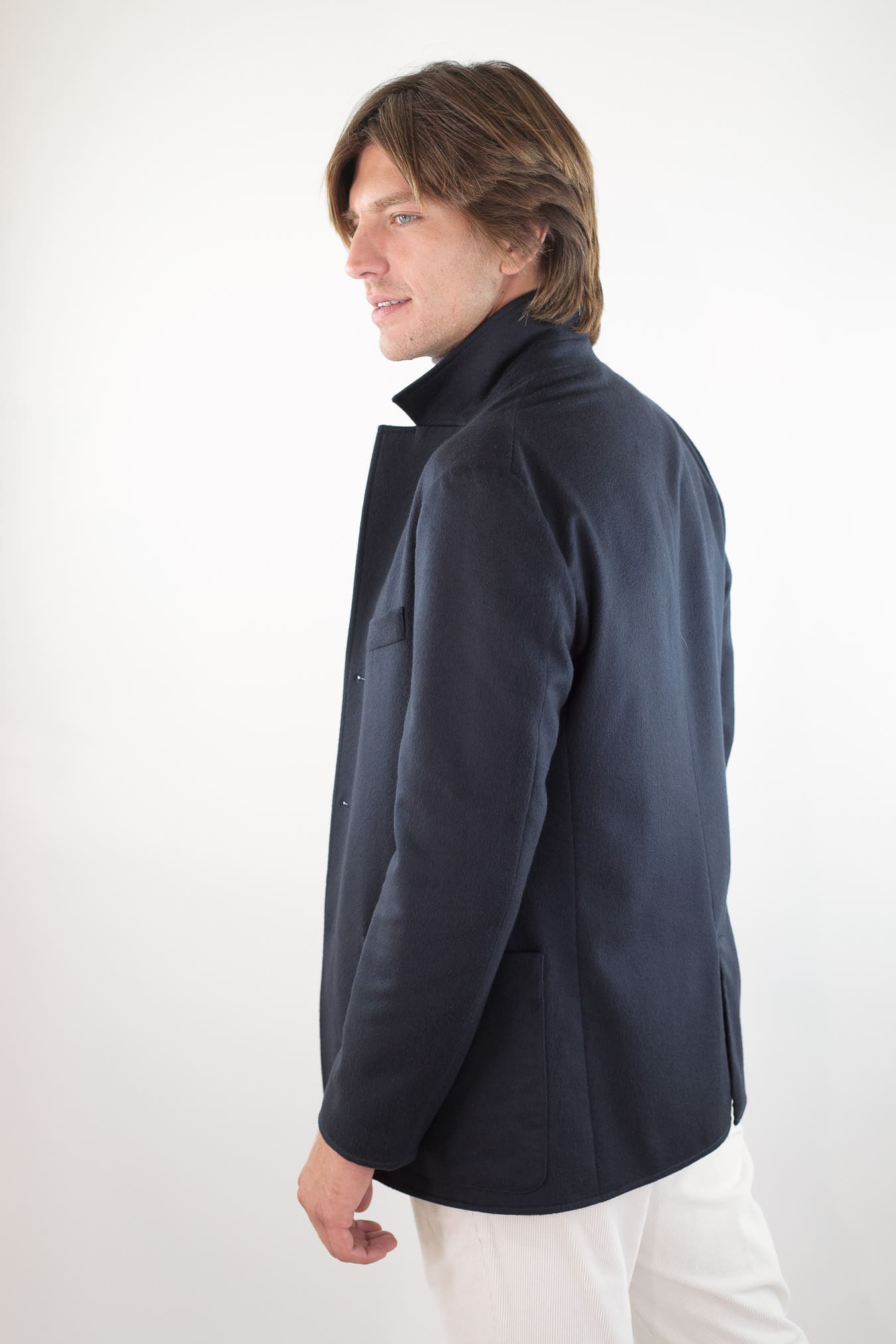 MANTO Blazer Cashmere Reversibile Field Jacket Blu