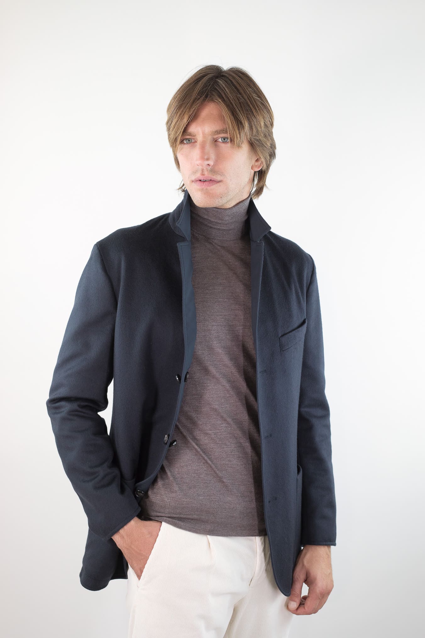 MANTO Blazer Cashmere Reversibile Field Jacket Blu