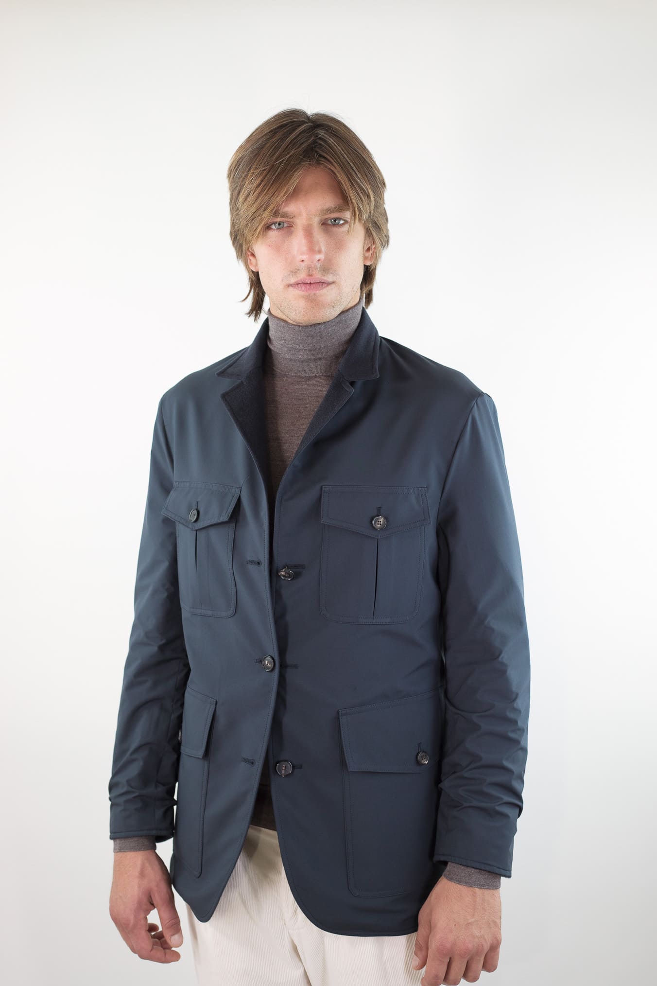 MANTO Blazer Cashmere Reversibile Field Jacket Blu