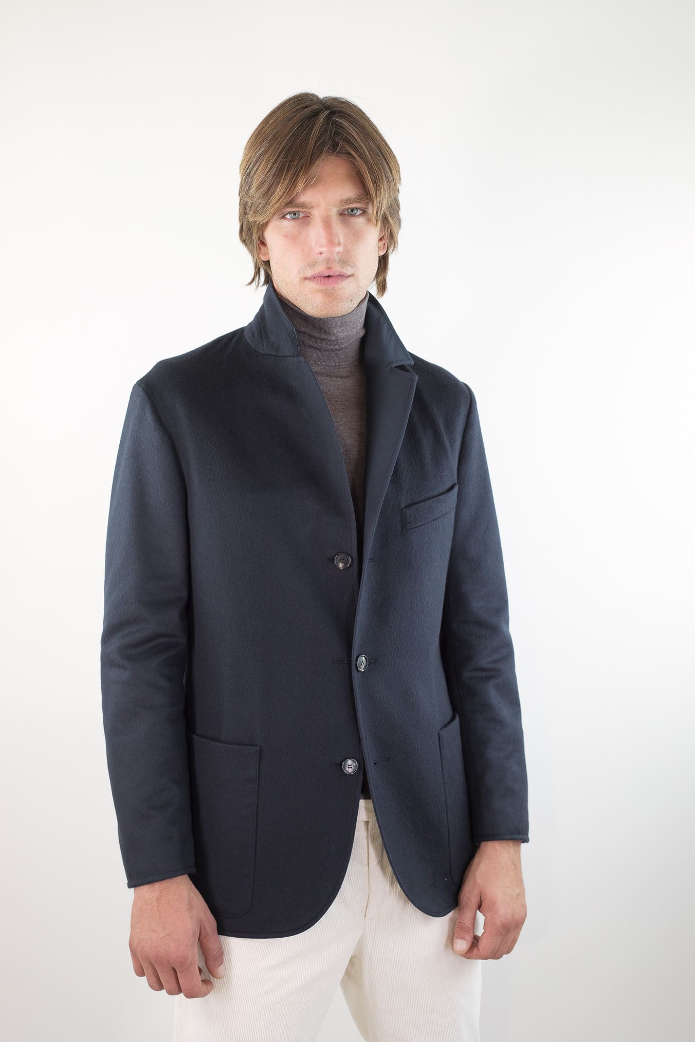 MANTO Blazer Cashmere Reversibile Field Jacket Blu