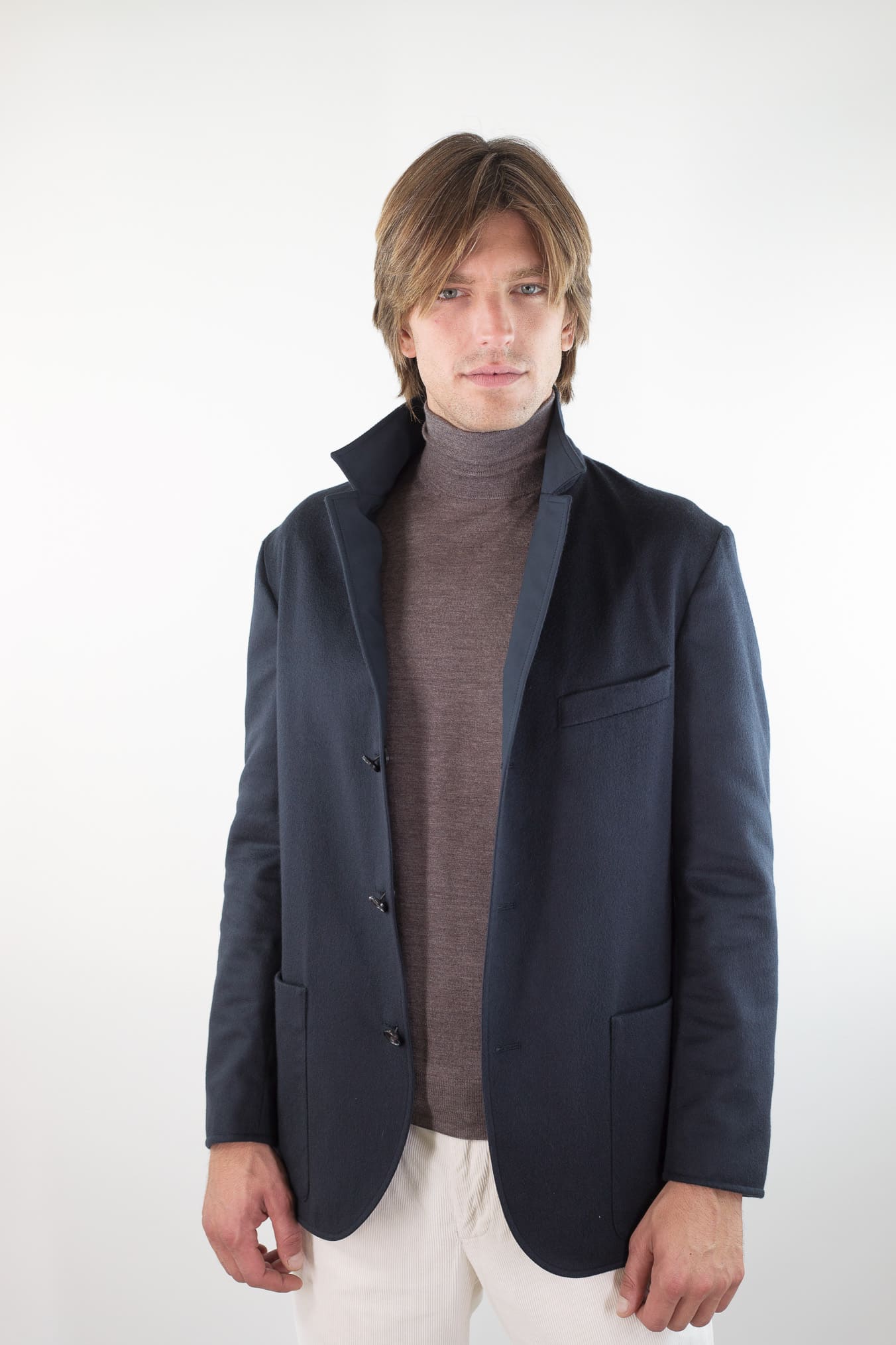 MANTO Blazer Cashmere Reversibile Field Jacket Blu