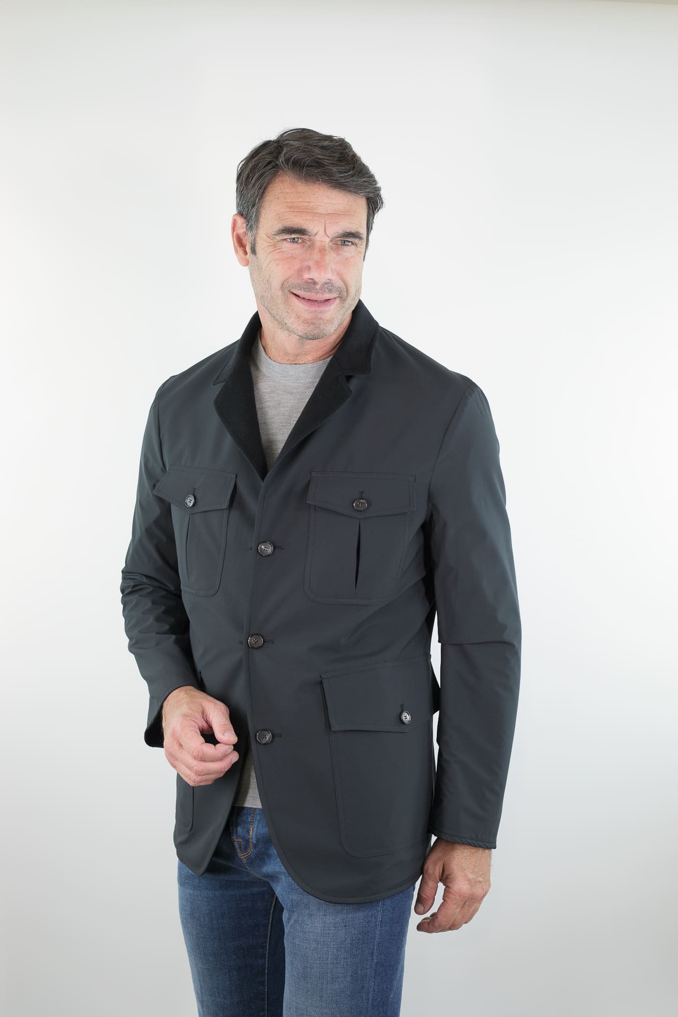 MANTO Blazer Cashmere Reversibile Field Jacket Nero
