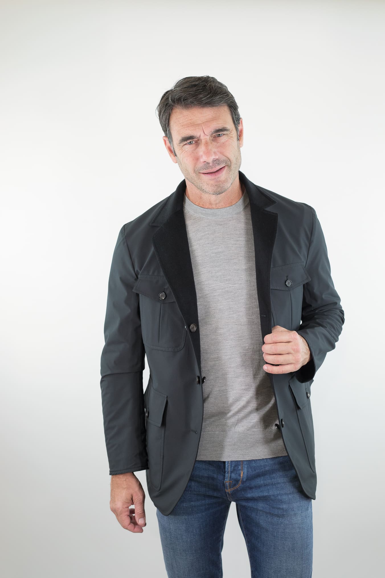MANTO Blazer Cashmere Reversibile Field Jacket Nero