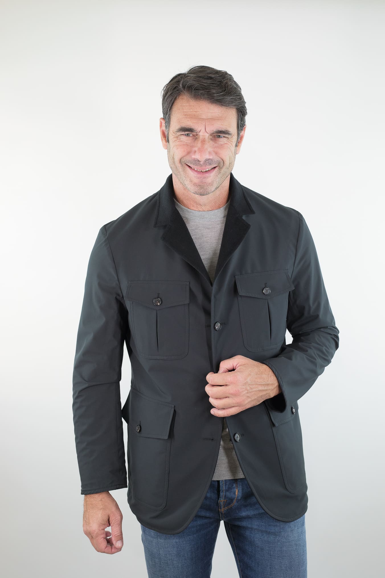 MANTO Blazer Cashmere Reversibile Field Jacket Nero