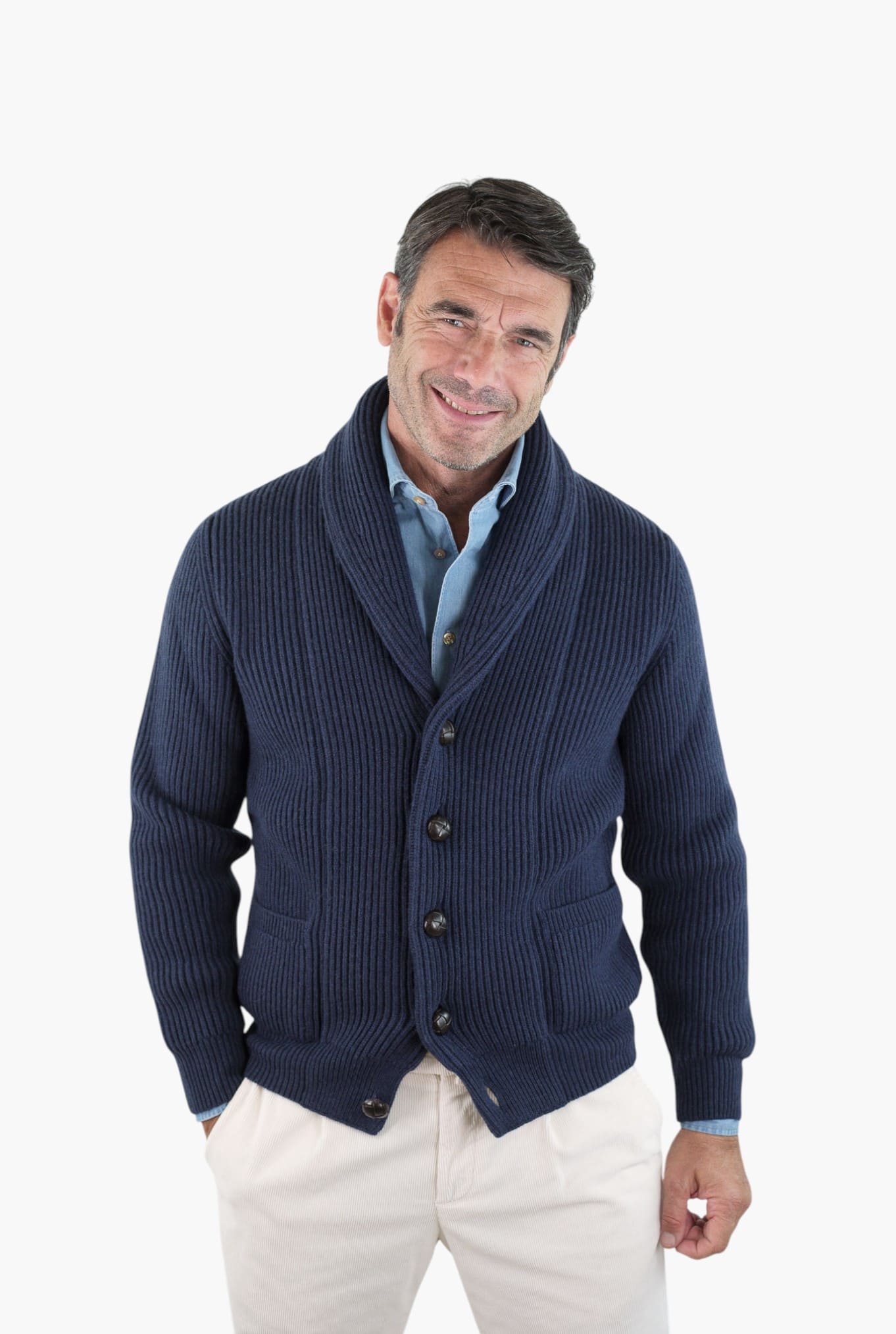 MC GEORGE OF SCOTLAND Cardigan Lana e Cashmere Blu