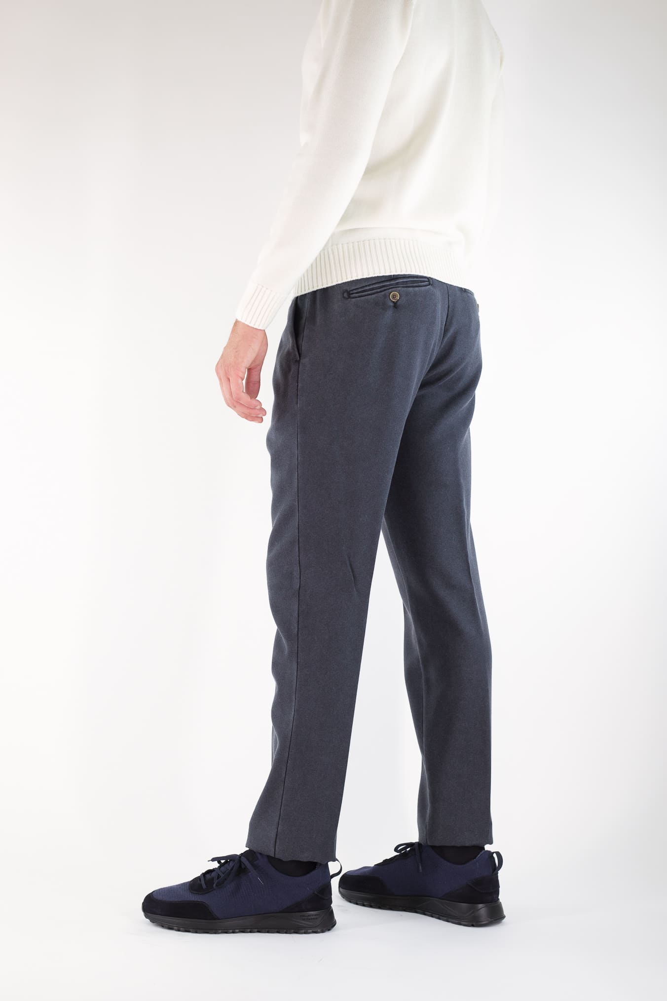 MYTHS Pantaloni in Lana Lavata Blu Scuro