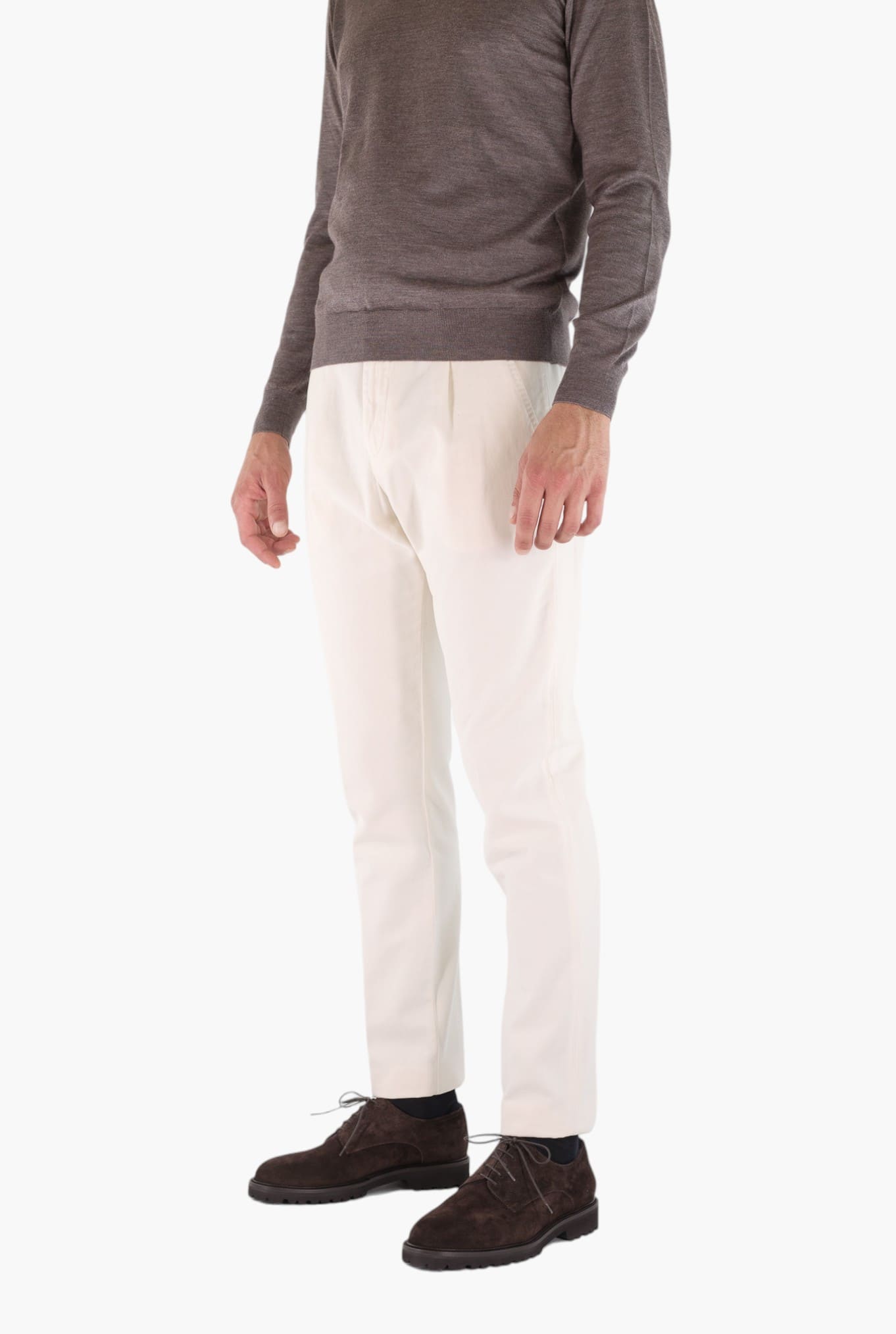 MYTHS Pantaloni Supersoft Cotone Cashmere Bianco Panna