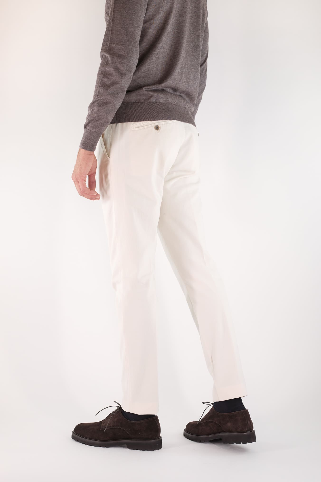 MYTHS Pantaloni Supersoft Cotone Cashmere Bianco Panna