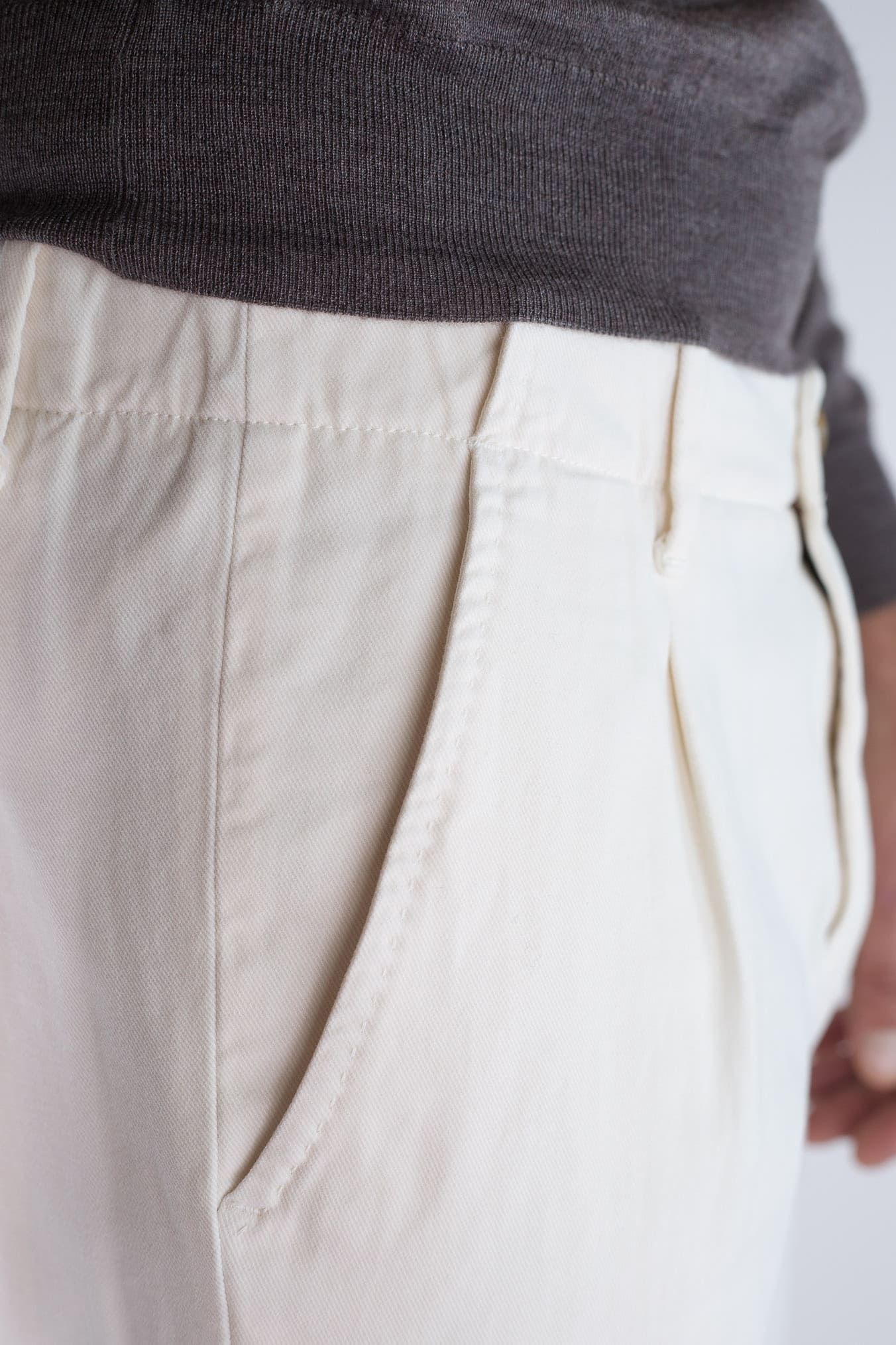 MYTHS Pantaloni Supersoft Cotone Cashmere Bianco Panna