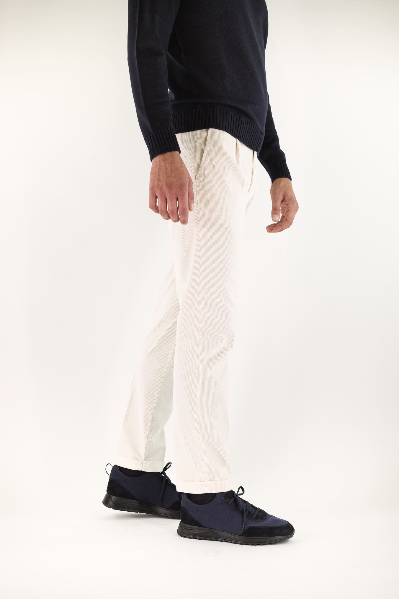 MYTHS Pantaloni Velluto Bianco Panna