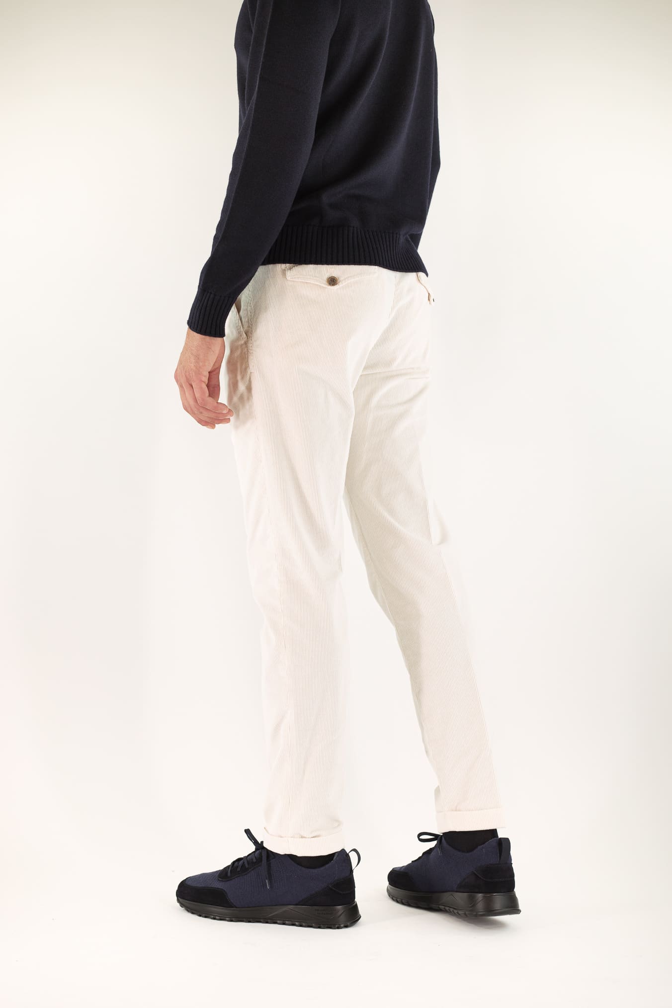 MYTHS Pantaloni Velluto Bianco Panna