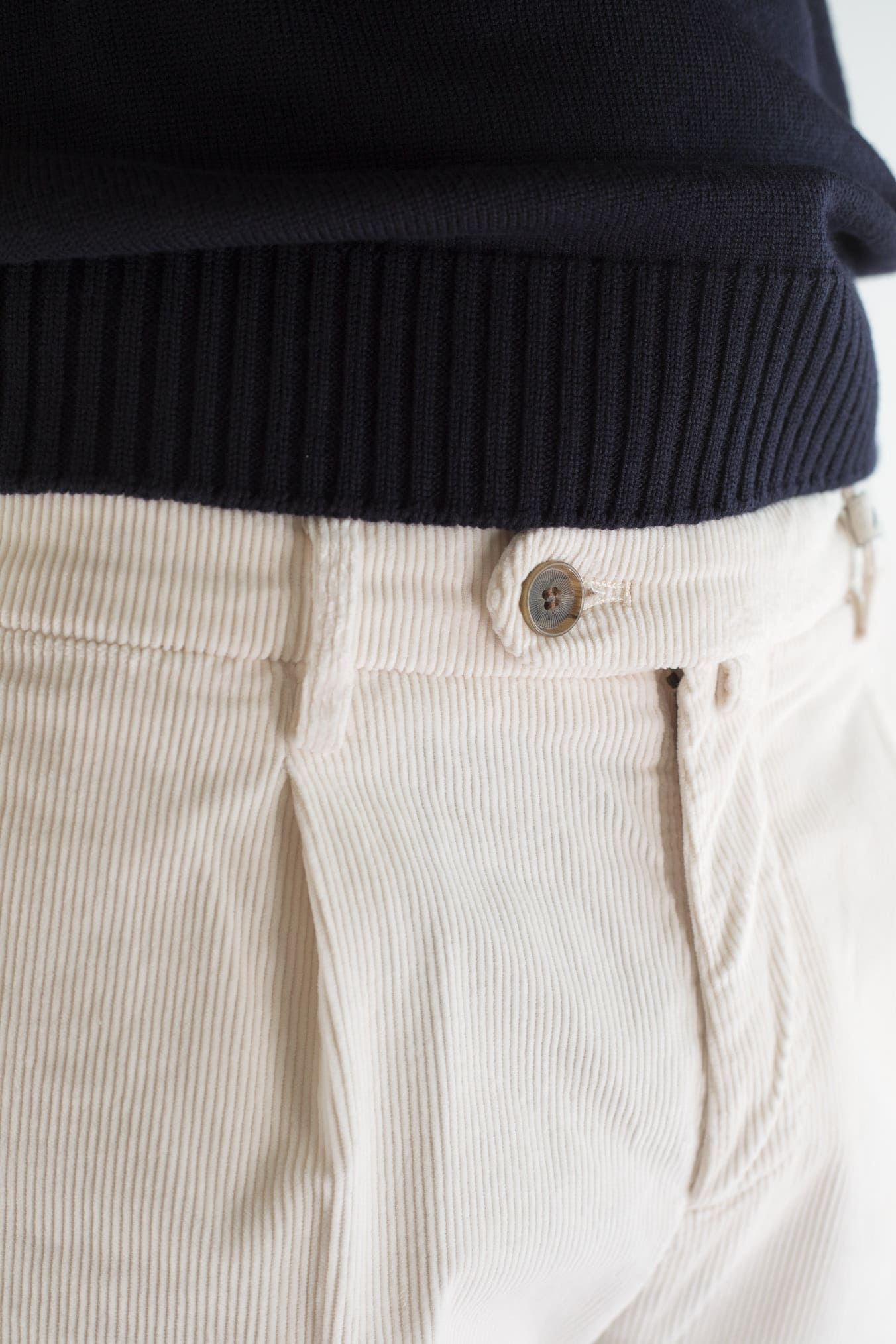 MYTHS Pantaloni Velluto Bianco Panna