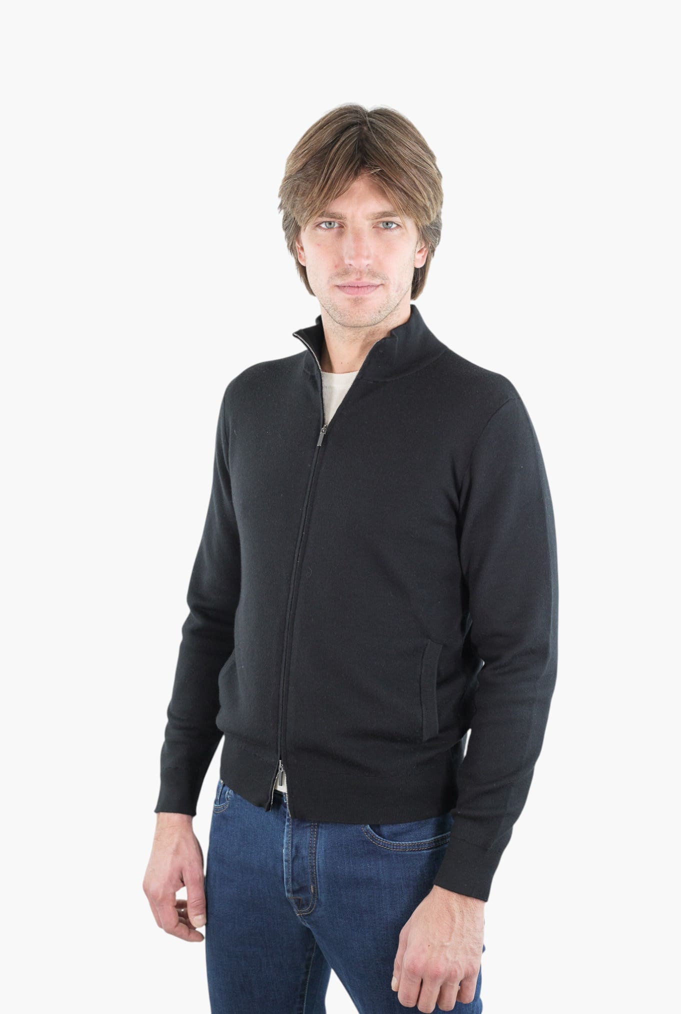 OTTAVIANI Maglia Full Zip Merinos Extrafine Nera