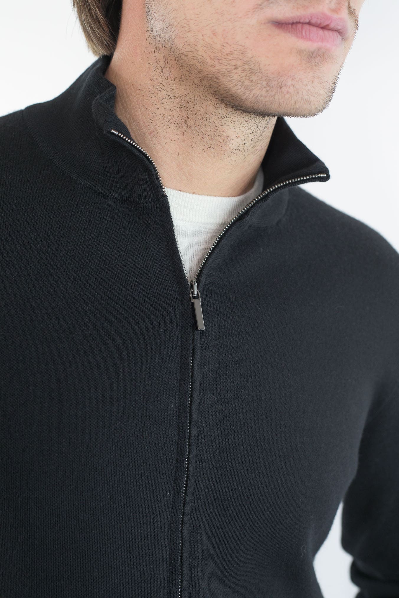OTTAVIANI Maglia Full Zip Merinos Extrafine Nera
